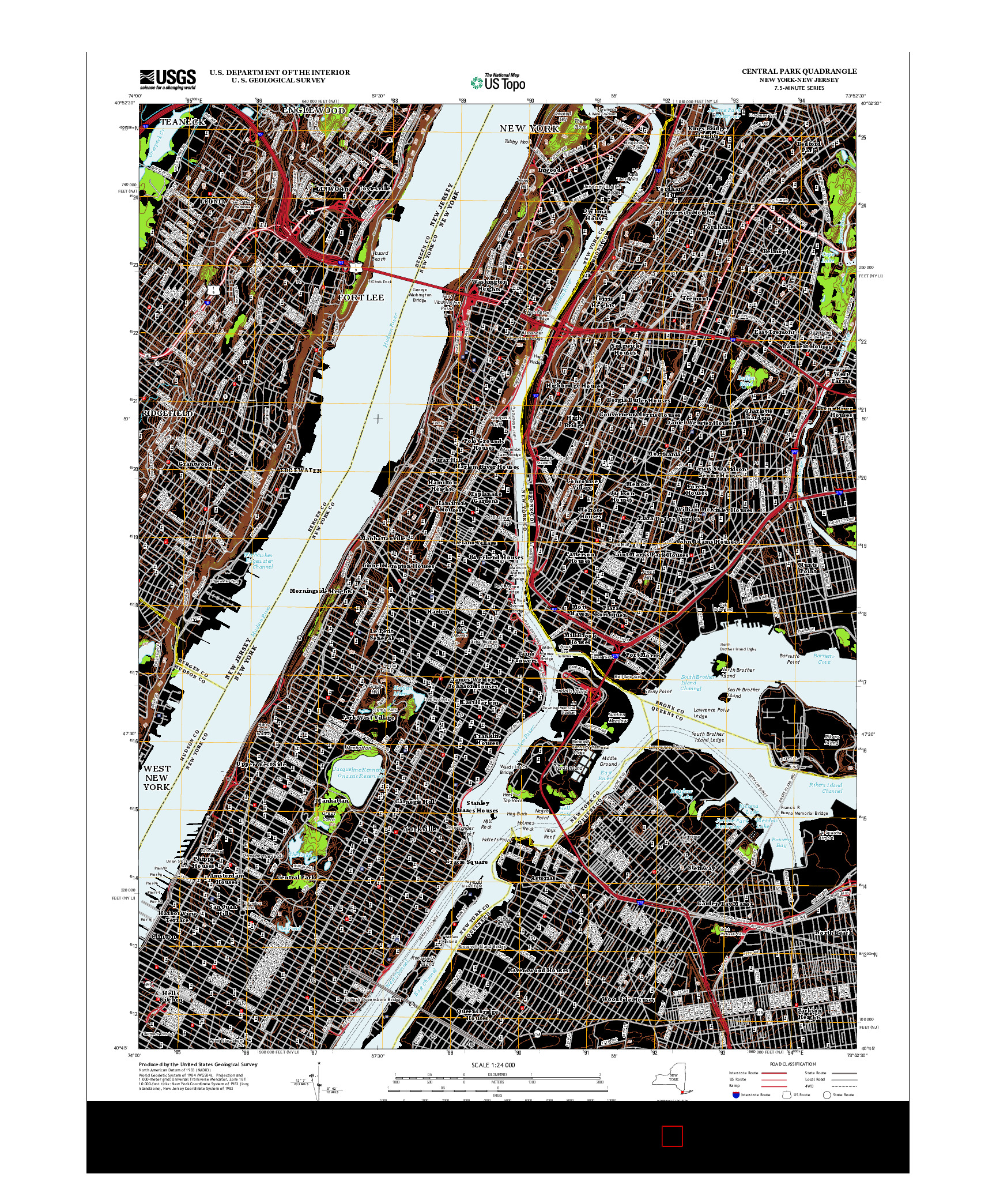 USGS US TOPO 7.5-MINUTE MAP FOR CENTRAL PARK, NY-NJ 2013