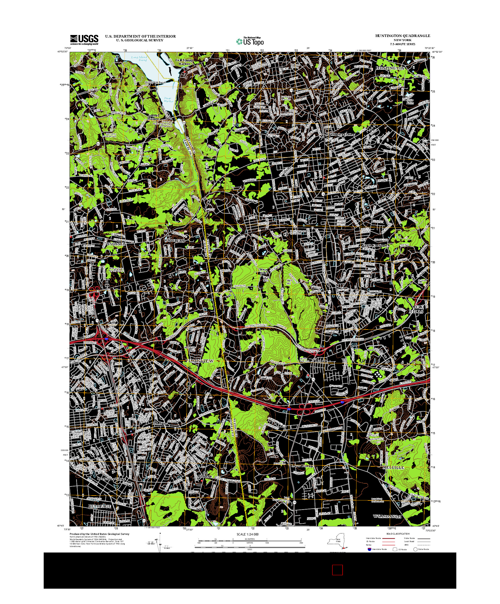 USGS US TOPO 7.5-MINUTE MAP FOR HUNTINGTON, NY 2013