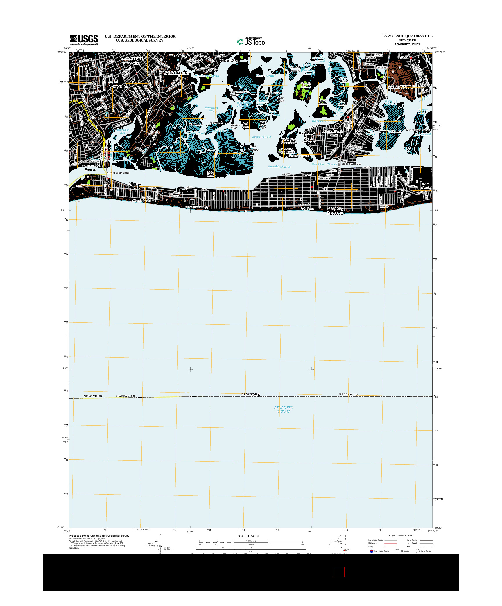 USGS US TOPO 7.5-MINUTE MAP FOR LAWRENCE, NY 2013