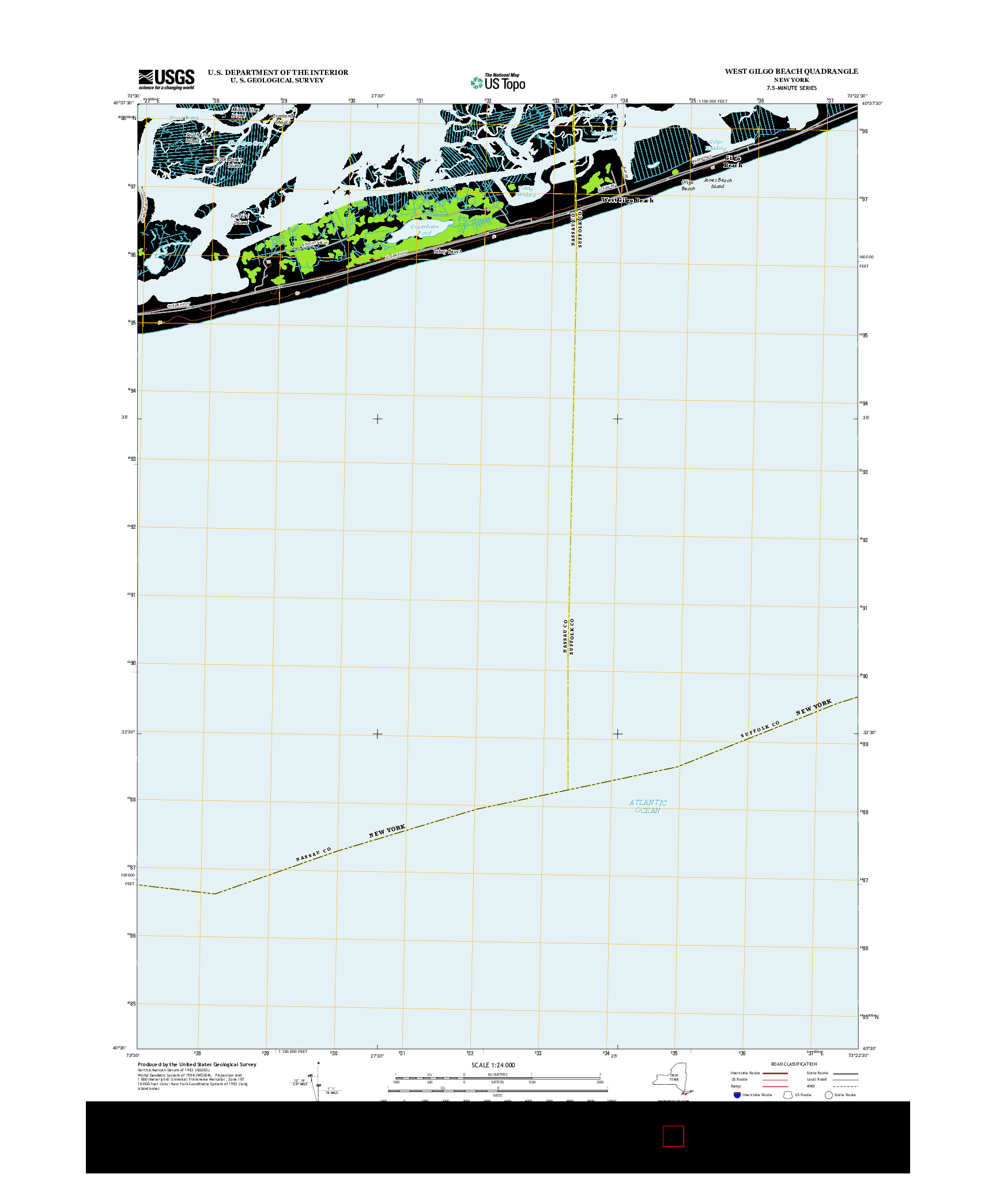 USGS US TOPO 7.5-MINUTE MAP FOR WEST GILGO BEACH, NY 2013