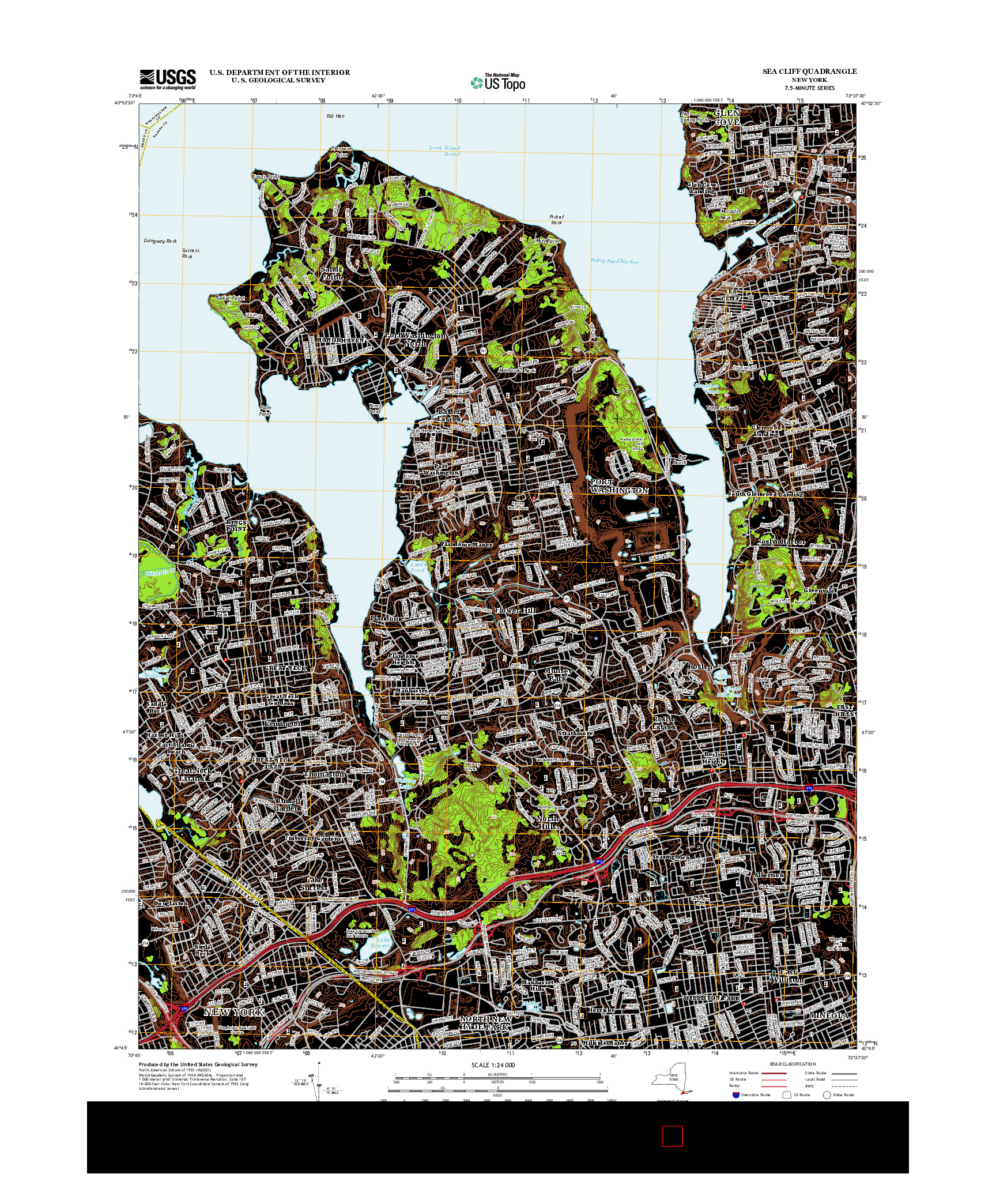 USGS US TOPO 7.5-MINUTE MAP FOR SEA CLIFF, NY 2013