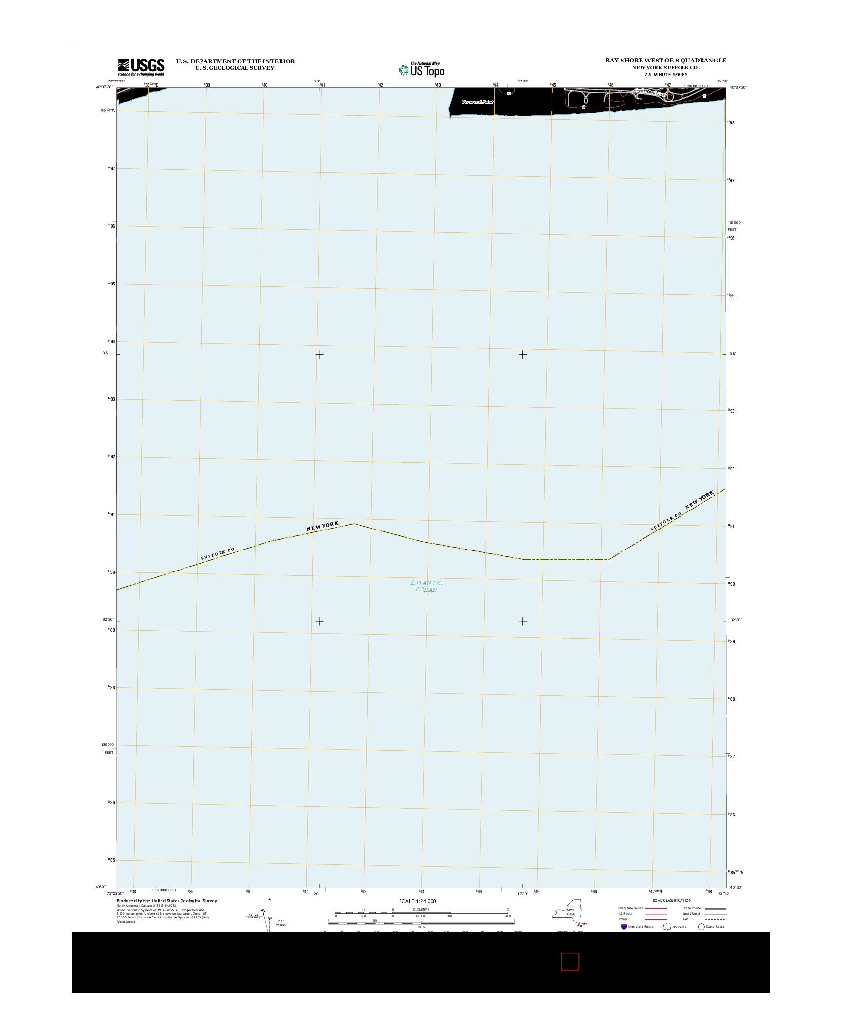 USGS US TOPO 7.5-MINUTE MAP FOR BAY SHORE WEST OE S, NY 2013