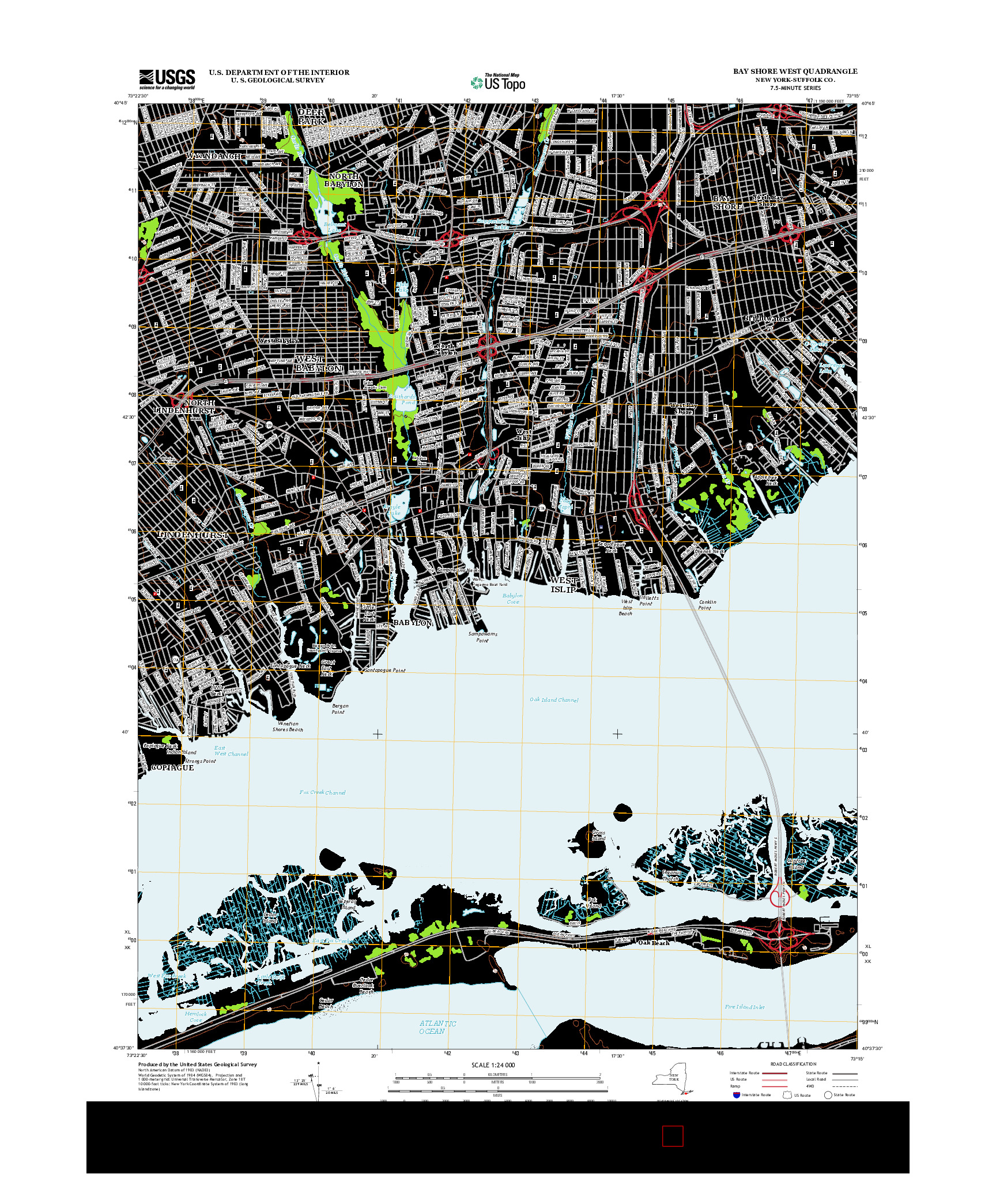 USGS US TOPO 7.5-MINUTE MAP FOR BAY SHORE WEST, NY 2013