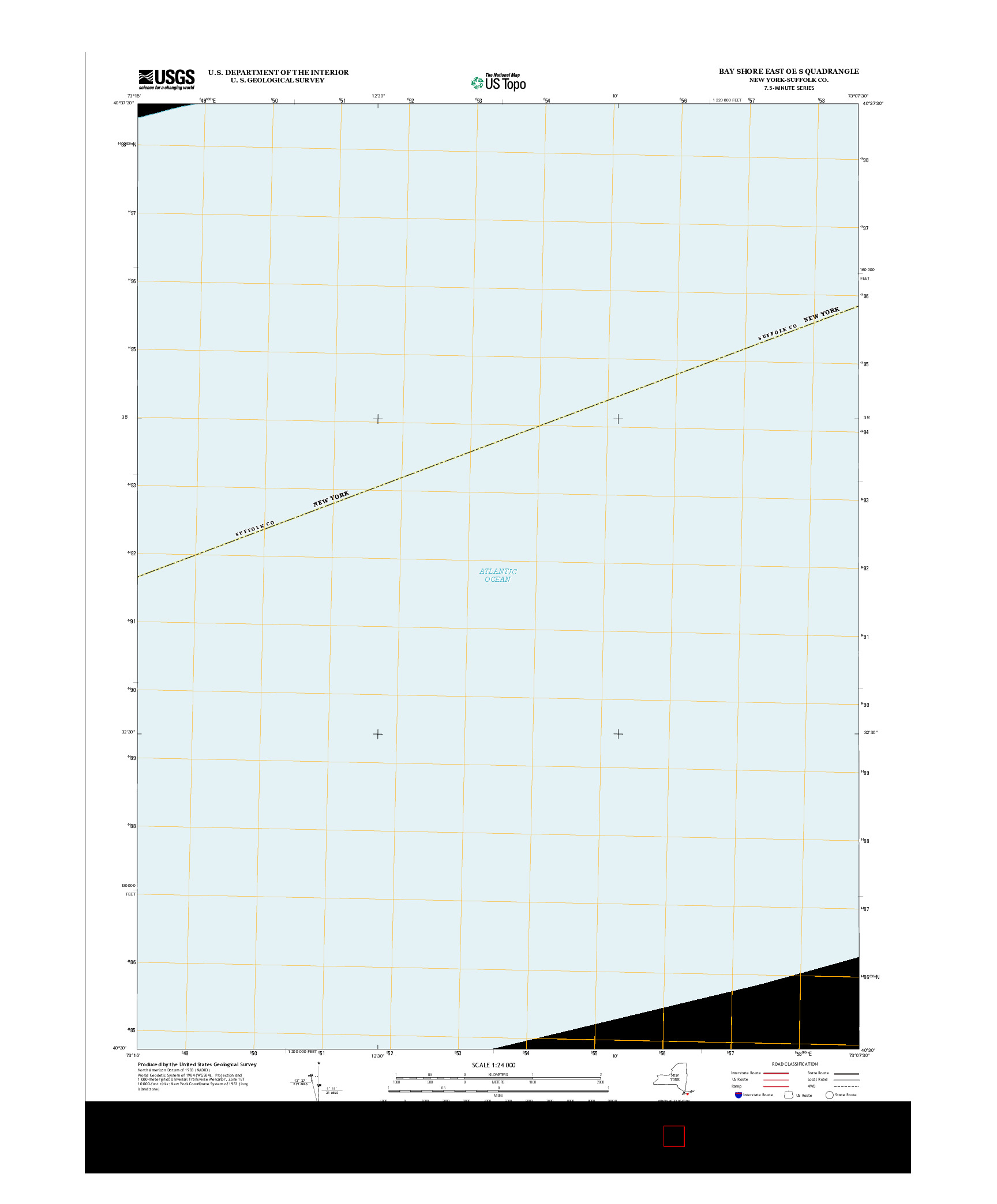 USGS US TOPO 7.5-MINUTE MAP FOR BAY SHORE EAST OE S, NY 2013