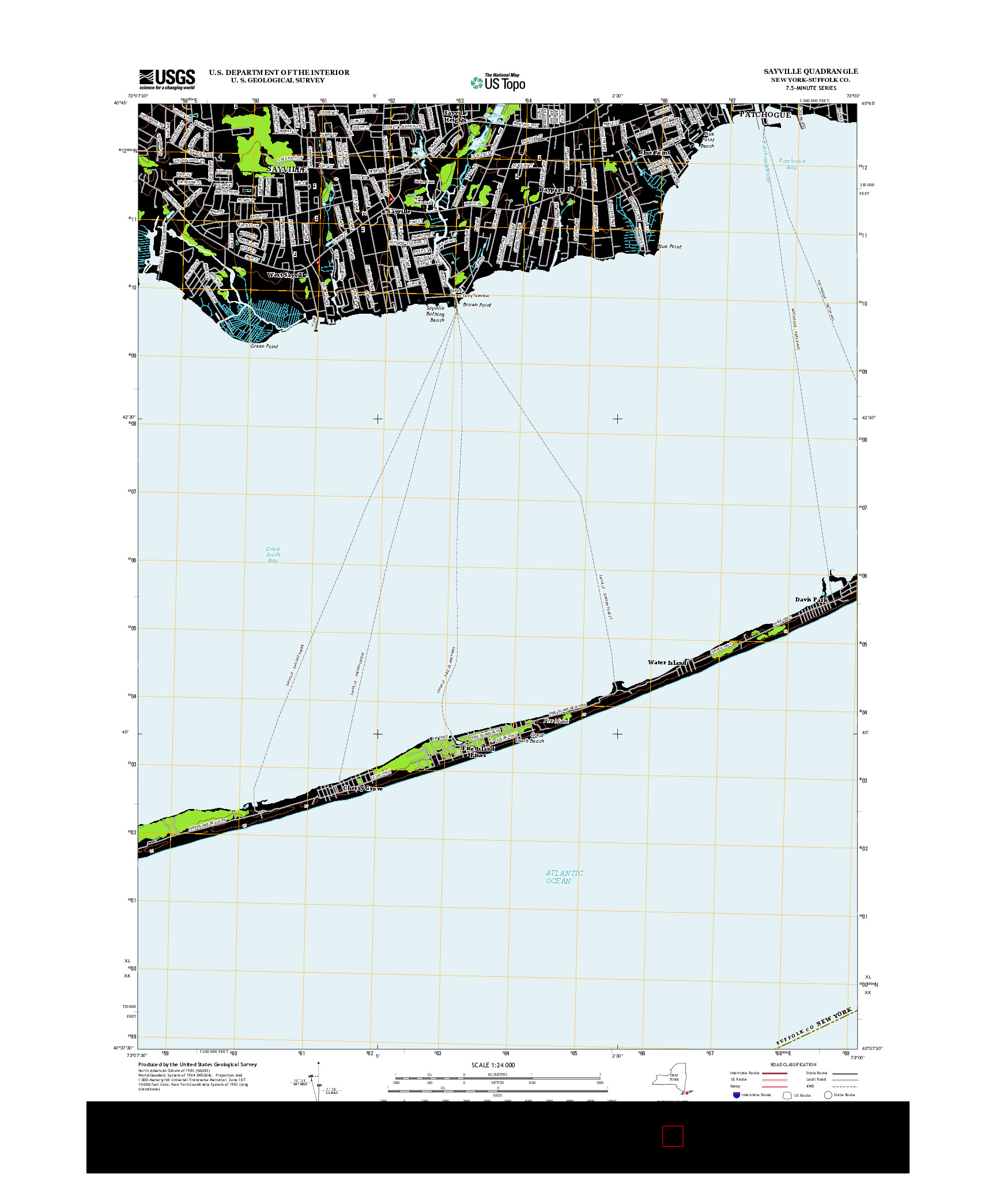 USGS US TOPO 7.5-MINUTE MAP FOR SAYVILLE, NY 2013