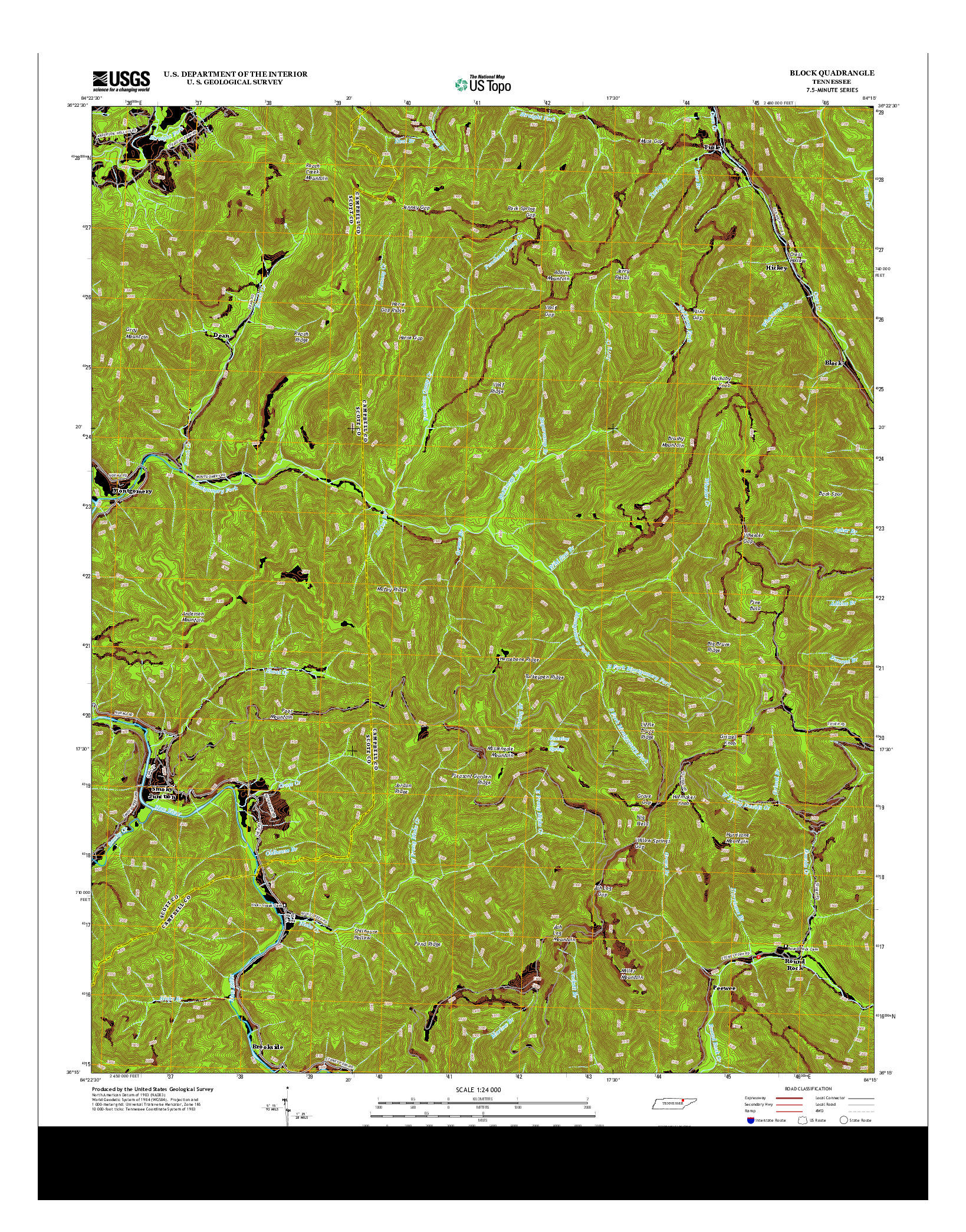 USGS US TOPO 7.5-MINUTE MAP FOR BLOCK, TN 2013