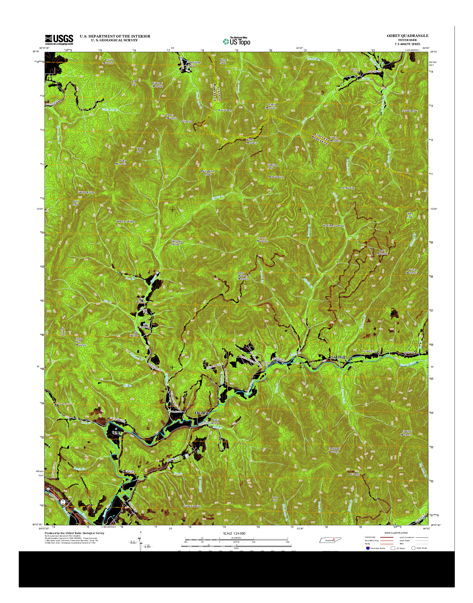 USGS US TOPO 7.5-MINUTE MAP FOR GOBEY, TN 2013