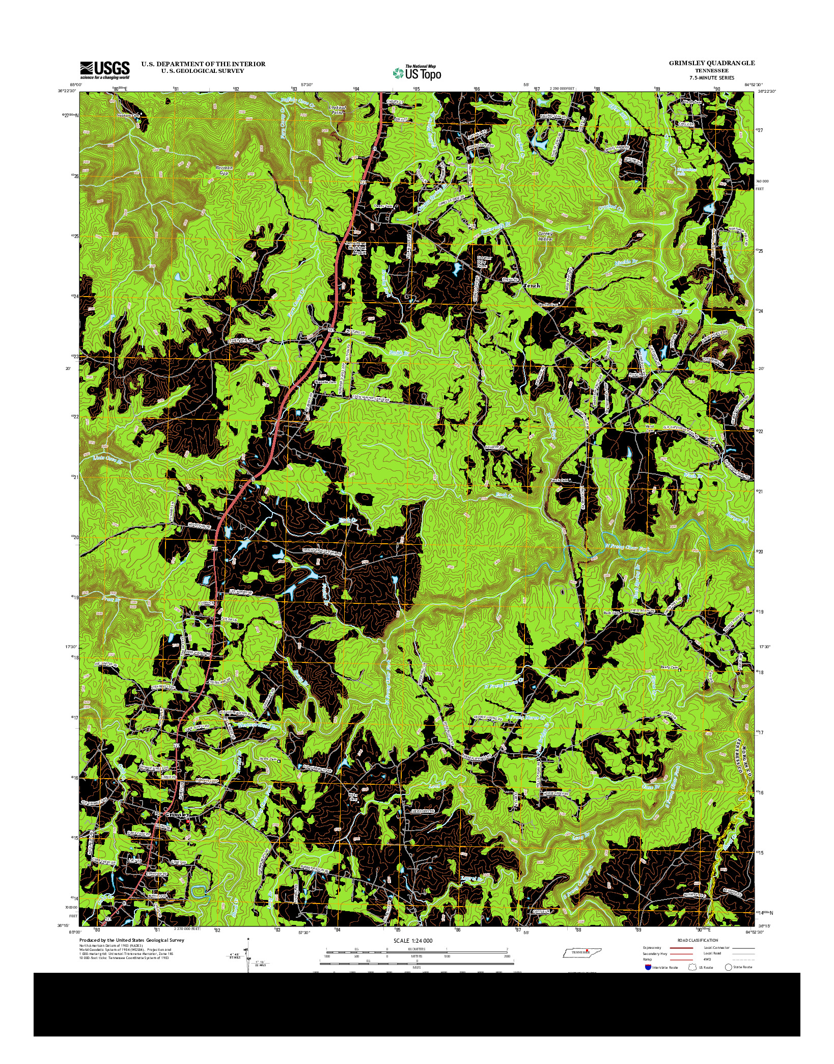 USGS US TOPO 7.5-MINUTE MAP FOR GRIMSLEY, TN 2013