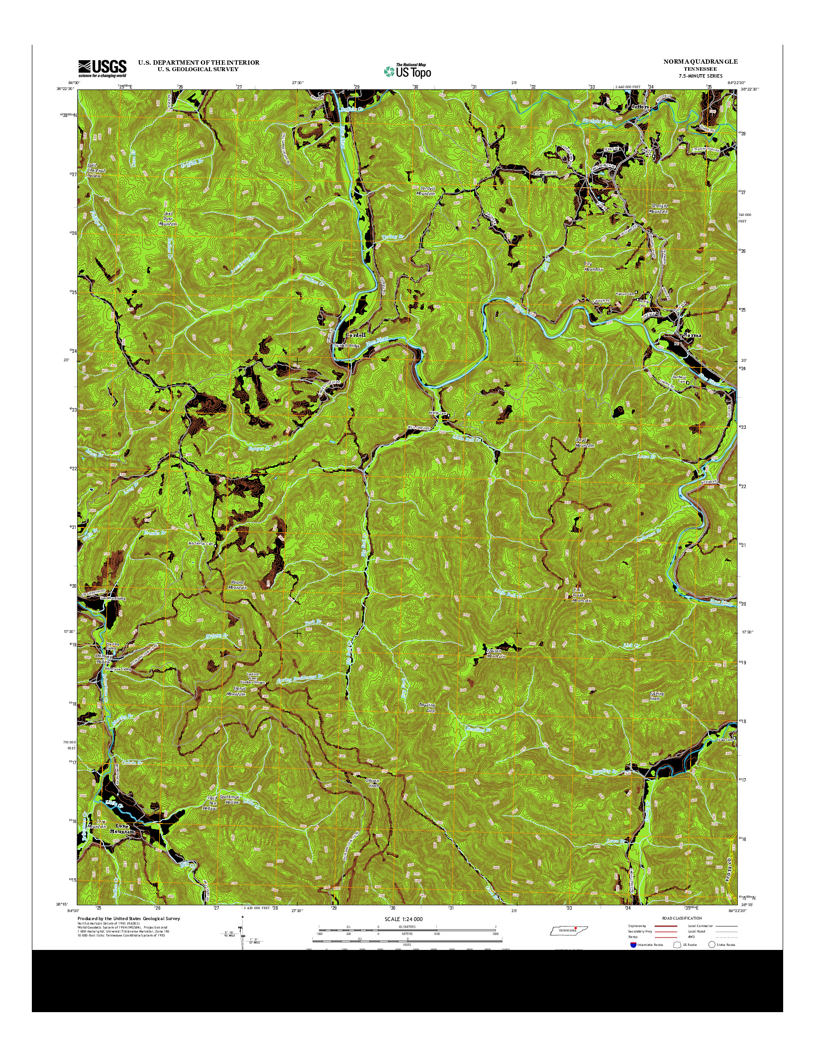 USGS US TOPO 7.5-MINUTE MAP FOR NORMA, TN 2013