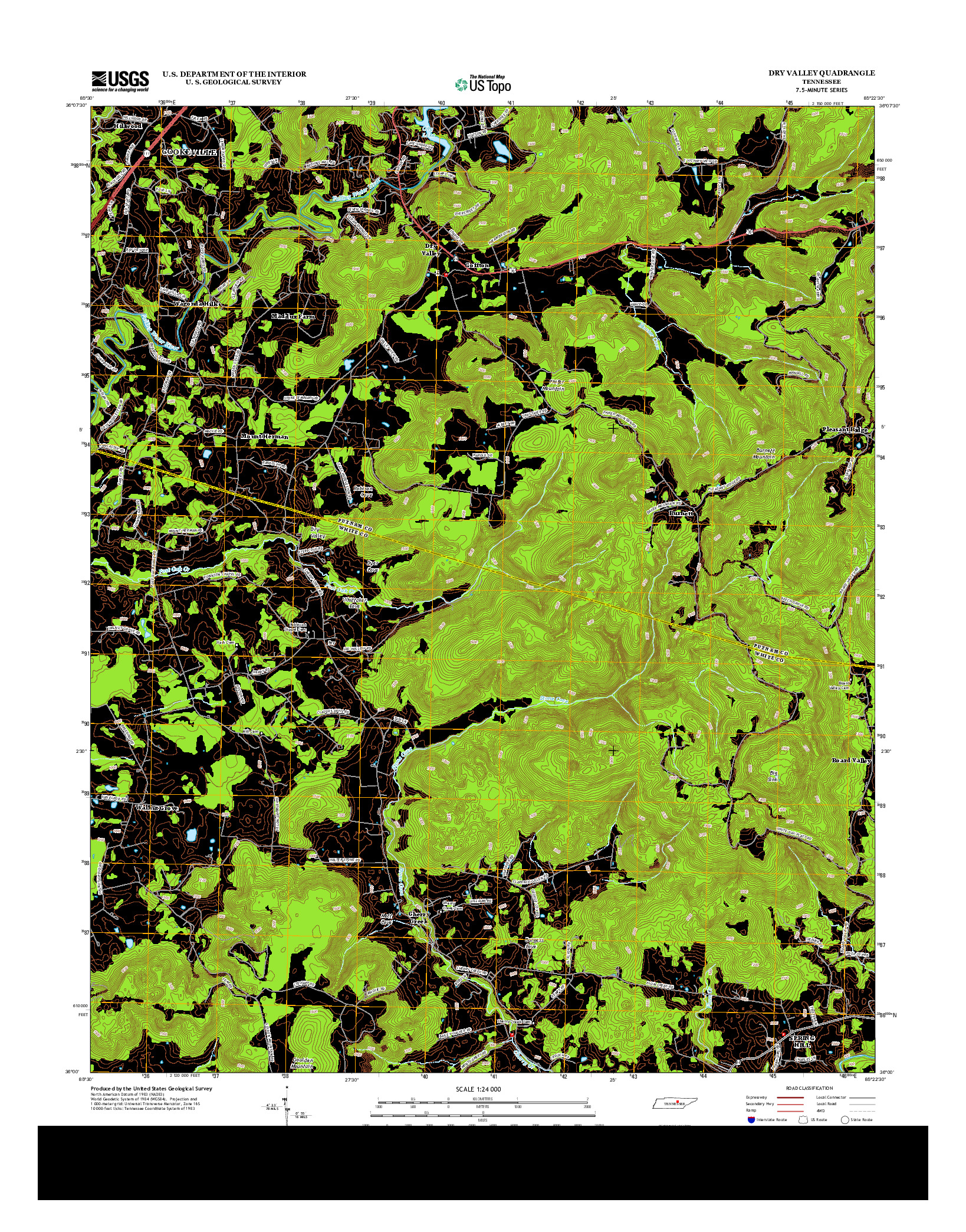 USGS US TOPO 7.5-MINUTE MAP FOR DRY VALLEY, TN 2013