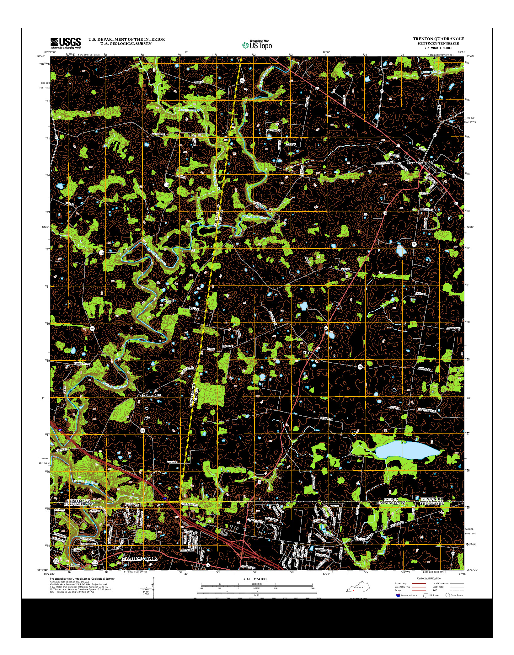 USGS US TOPO 7.5-MINUTE MAP FOR TRENTON, KY-TN 2013
