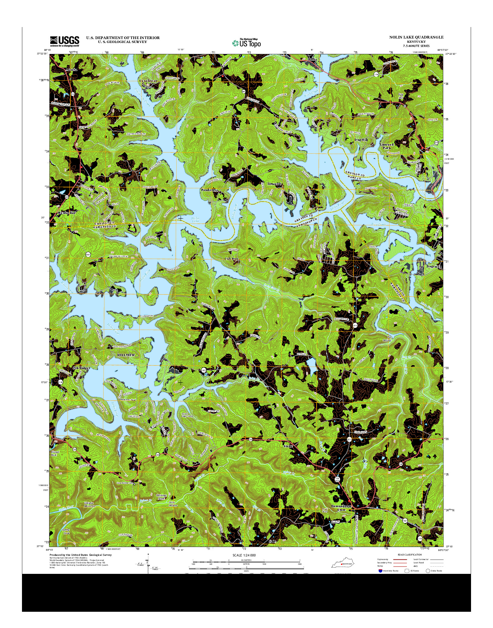 USGS US TOPO 7.5-MINUTE MAP FOR NOLIN LAKE, KY 2013