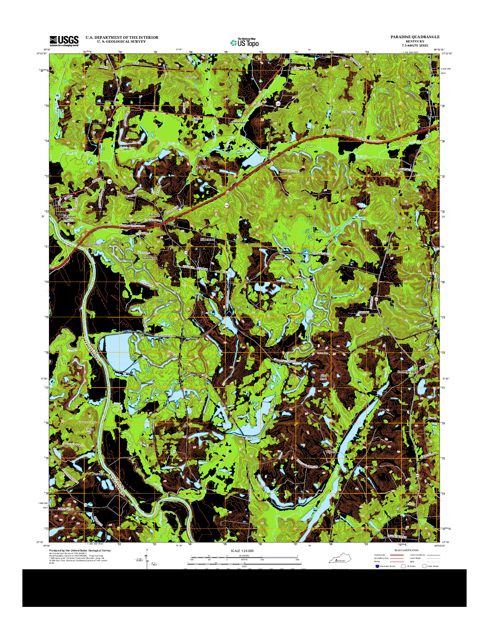 USGS US TOPO 7.5-MINUTE MAP FOR PARADISE, KY 2013