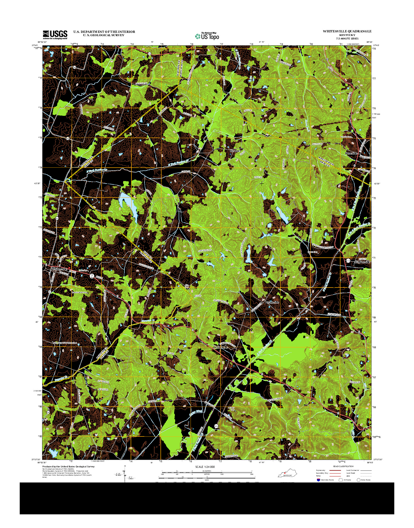 USGS US TOPO 7.5-MINUTE MAP FOR WHITESVILLE, KY 2013