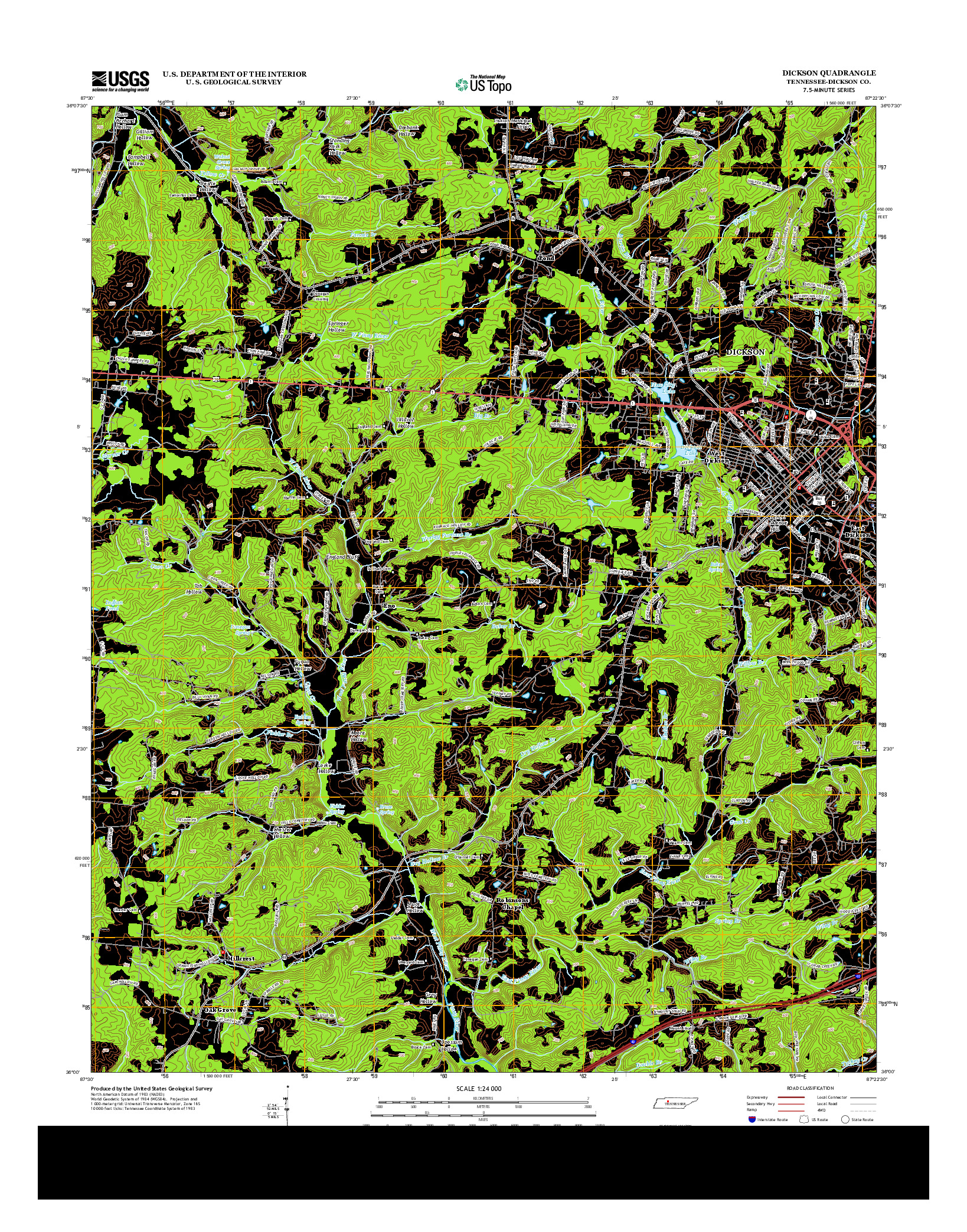 USGS US TOPO 7.5-MINUTE MAP FOR DICKSON, TN 2013