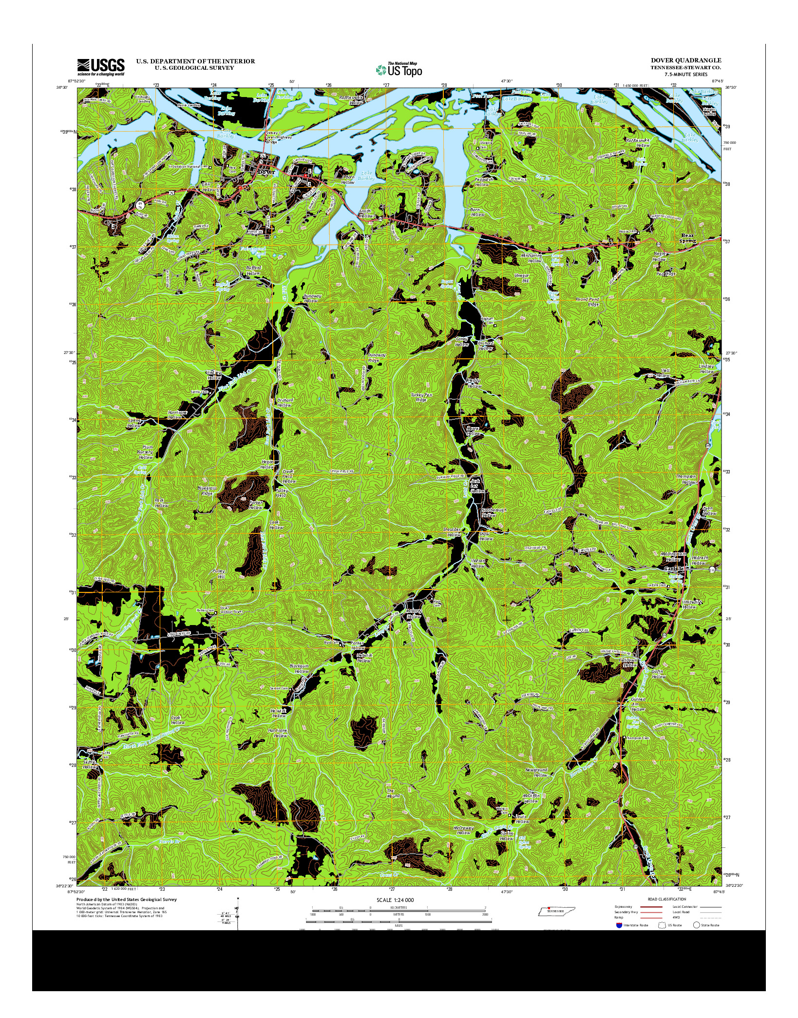 USGS US TOPO 7.5-MINUTE MAP FOR DOVER, TN 2013