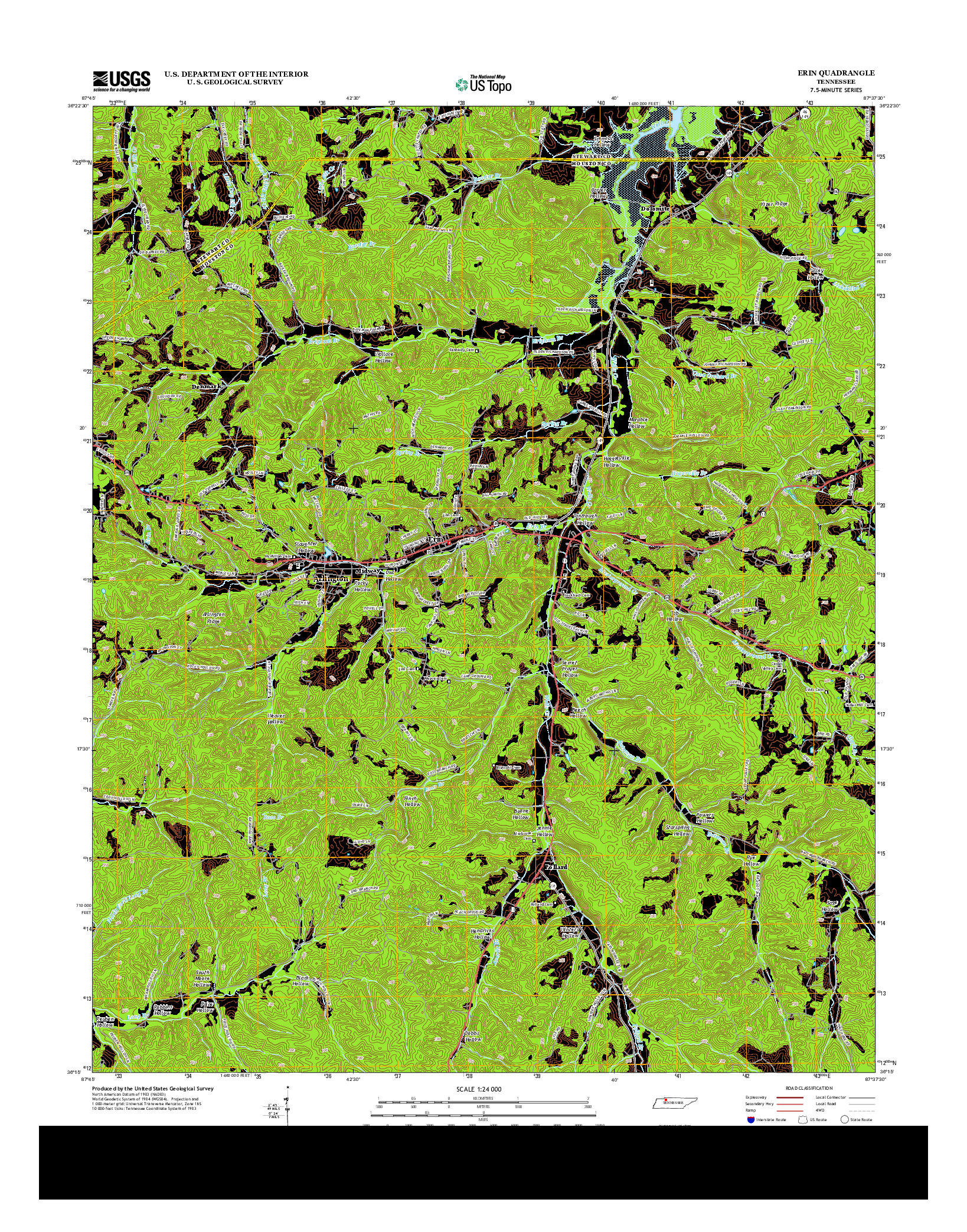 USGS US TOPO 7.5-MINUTE MAP FOR ERIN, TN 2013