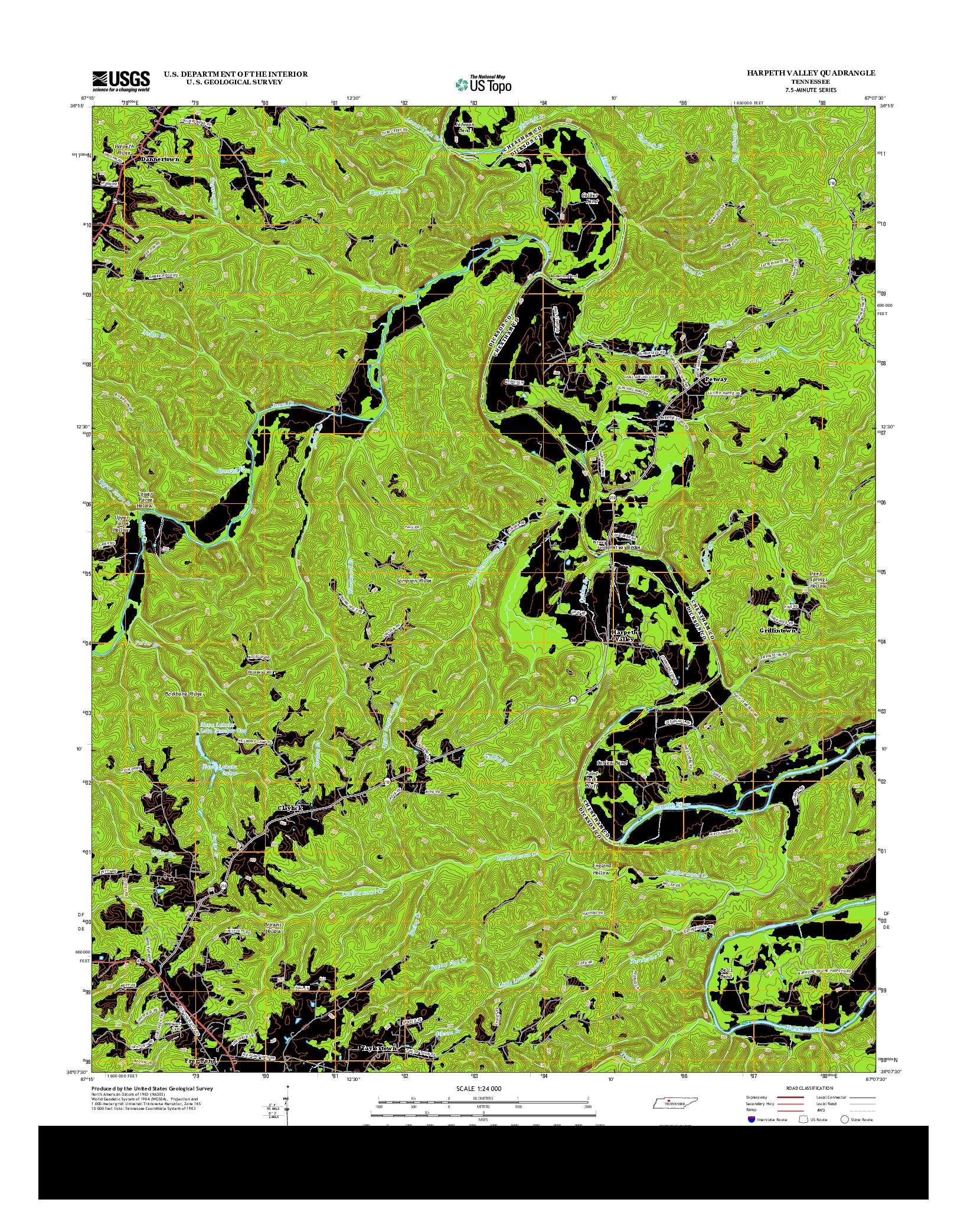 USGS US TOPO 7.5-MINUTE MAP FOR HARPETH VALLEY, TN 2013