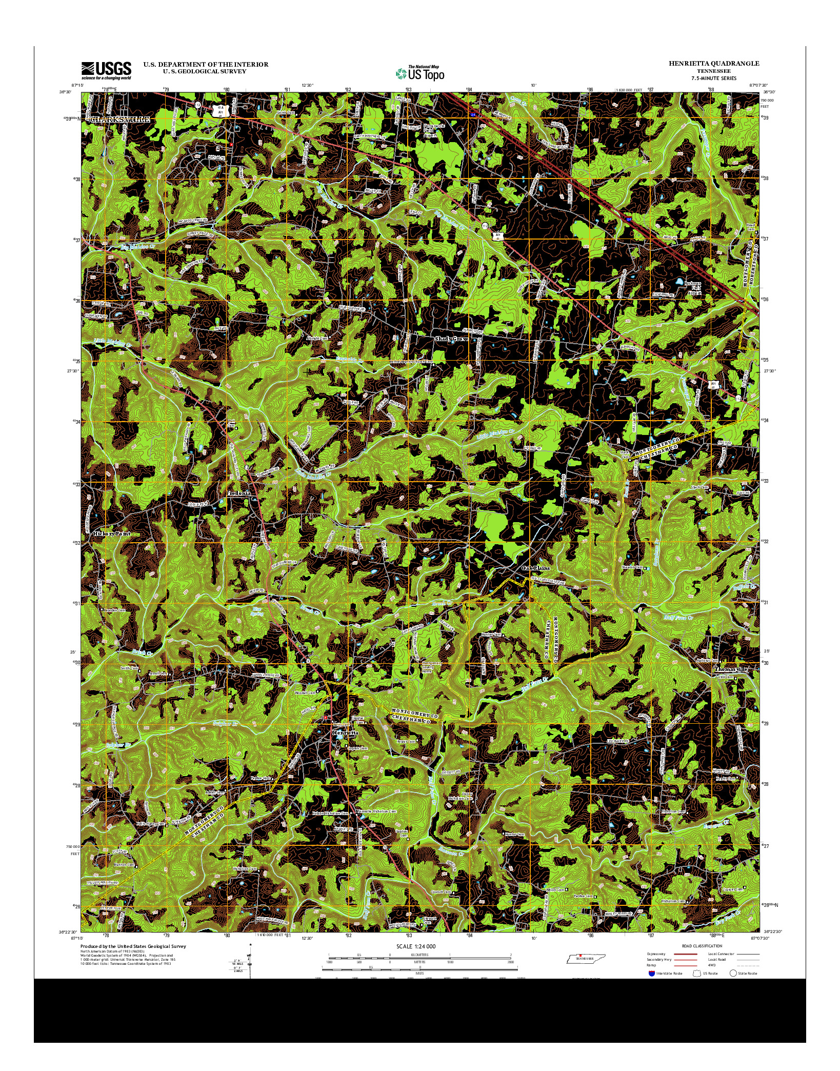 USGS US TOPO 7.5-MINUTE MAP FOR HENRIETTA, TN 2013