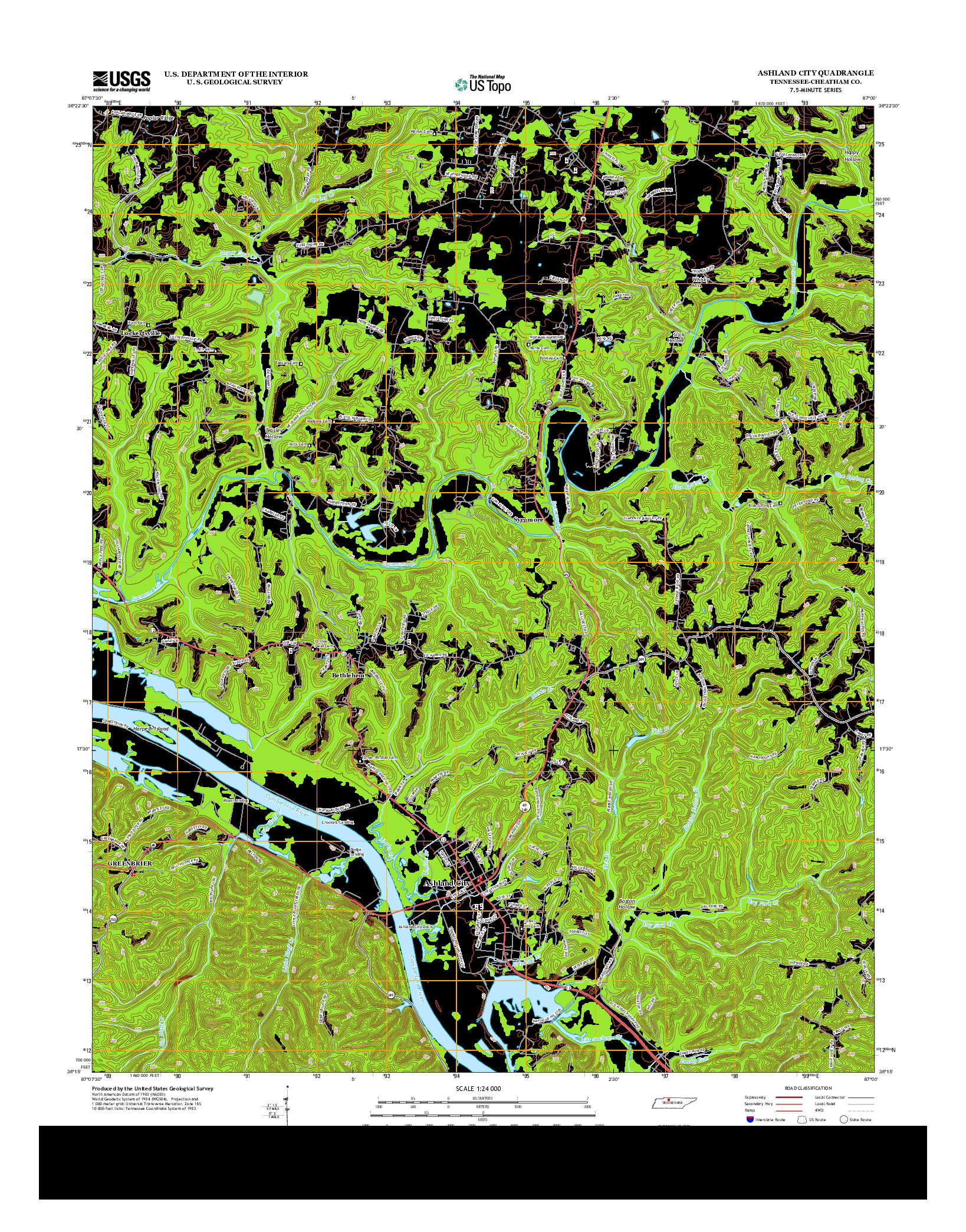 USGS US TOPO 7.5-MINUTE MAP FOR ASHLAND CITY, TN 2013