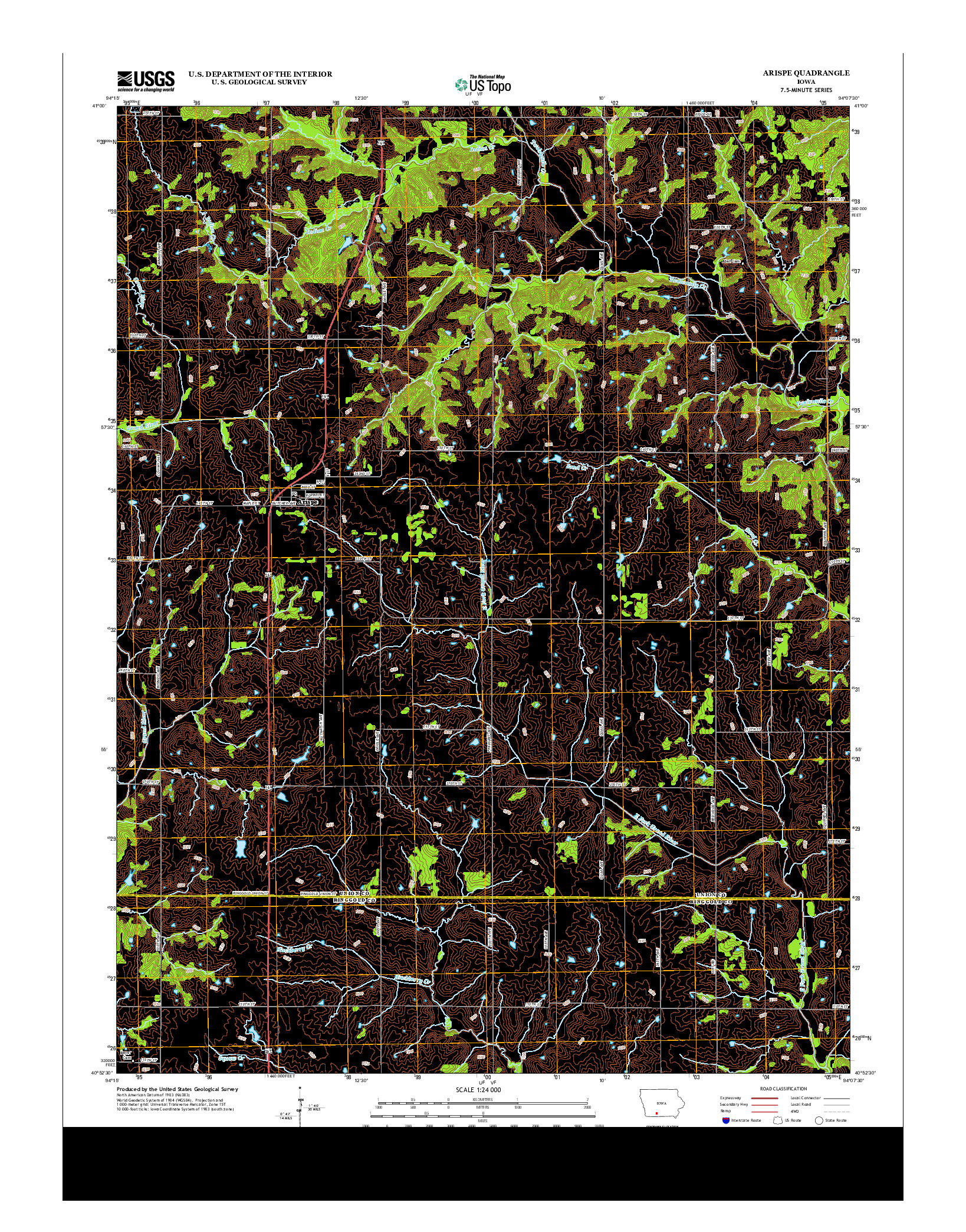 USGS US TOPO 7.5-MINUTE MAP FOR ARISPE, IA 2013