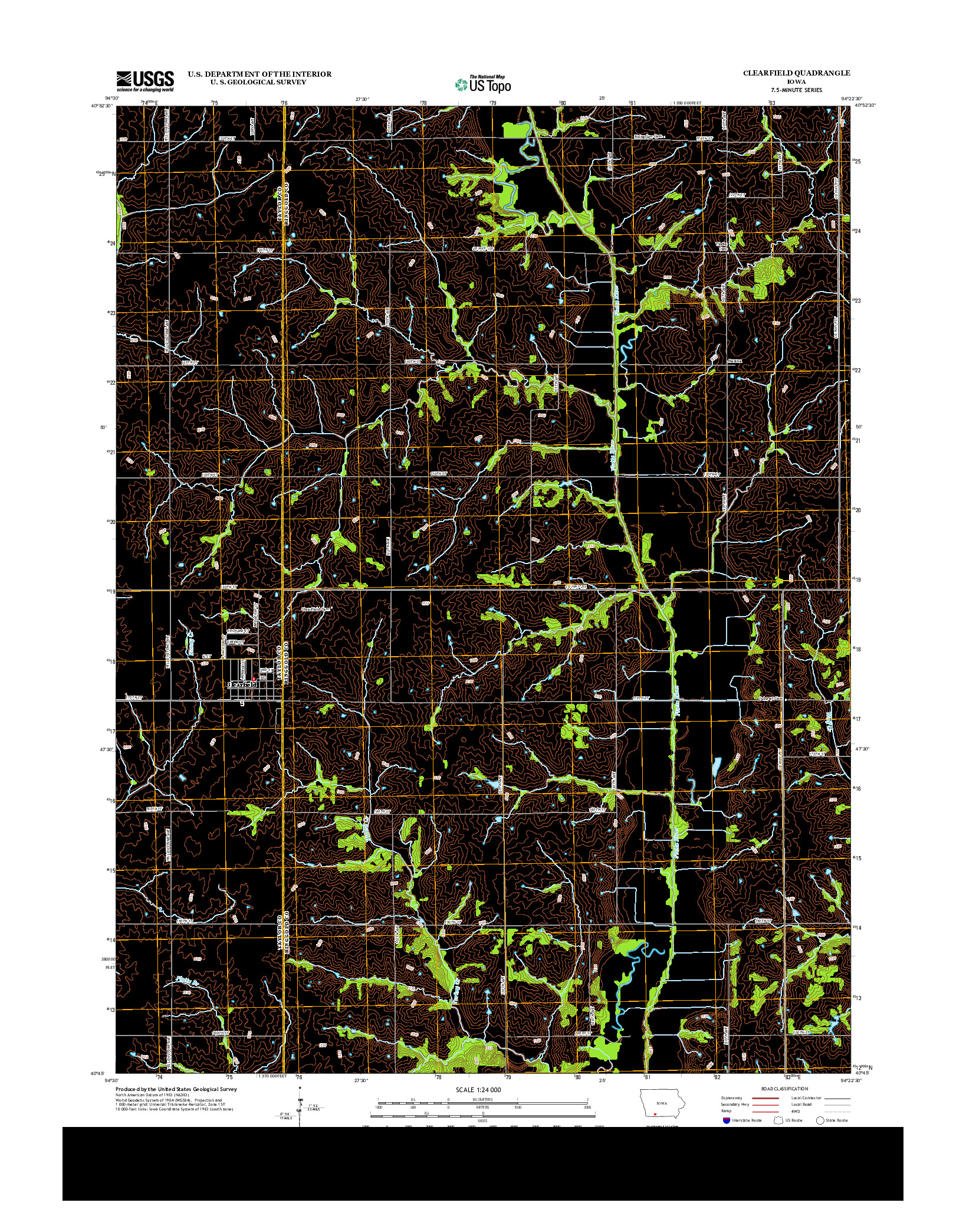 USGS US TOPO 7.5-MINUTE MAP FOR CLEARFIELD, IA 2013