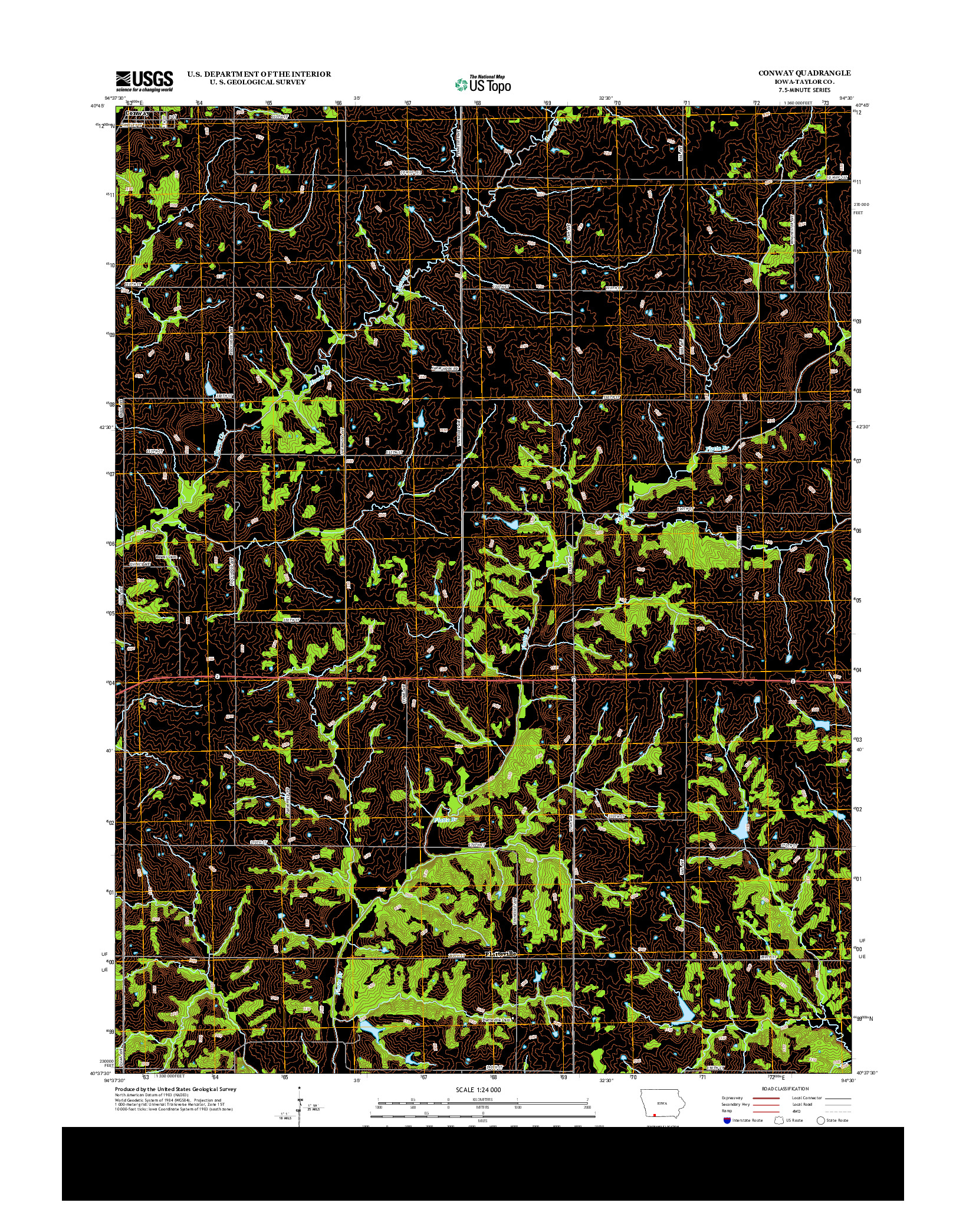 USGS US TOPO 7.5-MINUTE MAP FOR CONWAY, IA 2013