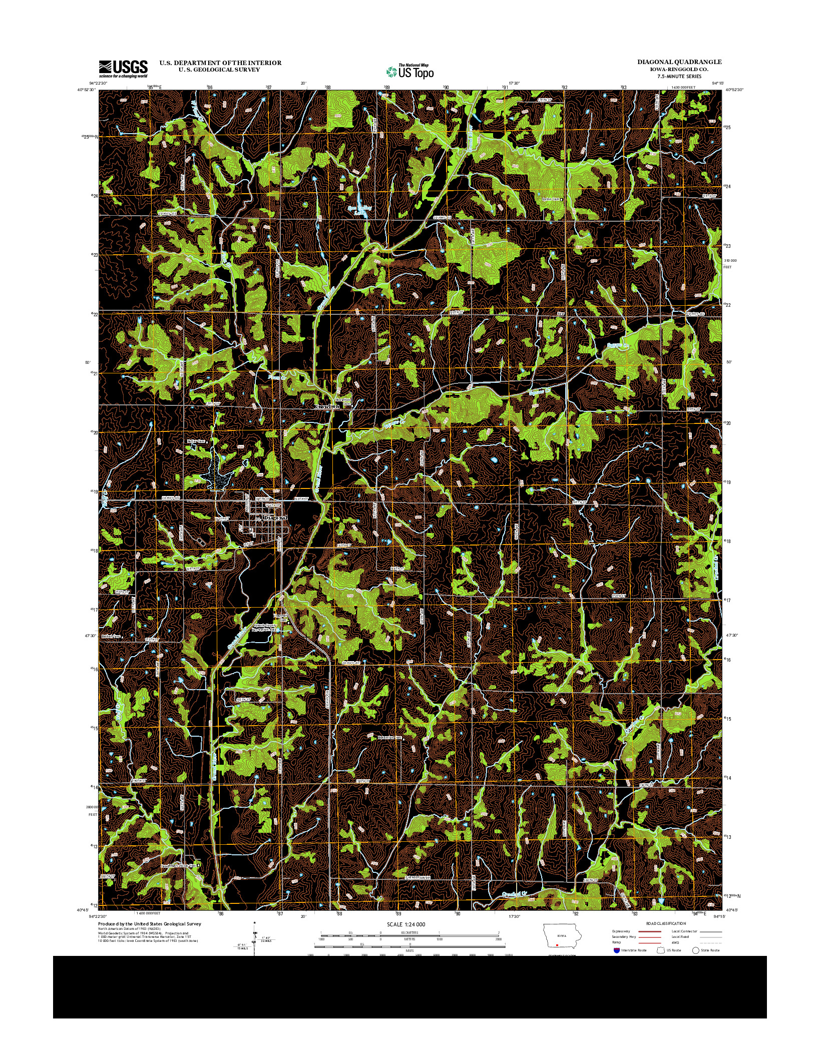 USGS US TOPO 7.5-MINUTE MAP FOR DIAGONAL, IA 2013