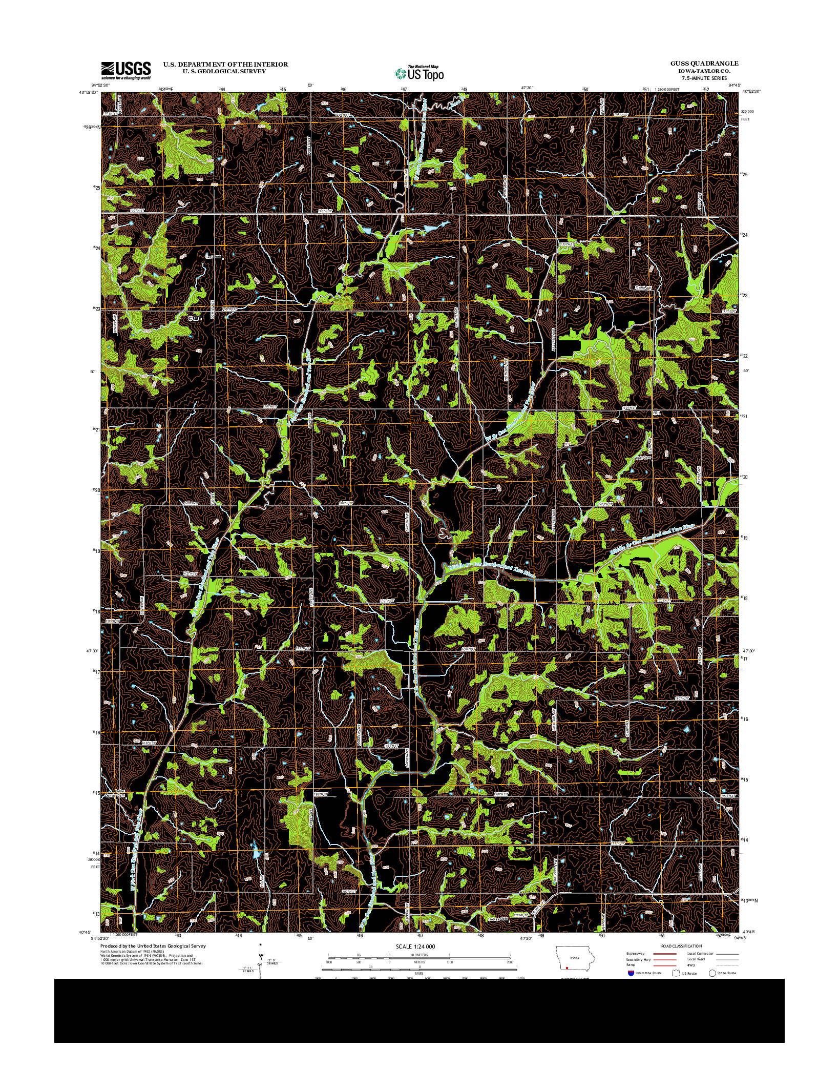 USGS US TOPO 7.5-MINUTE MAP FOR GUSS, IA 2013