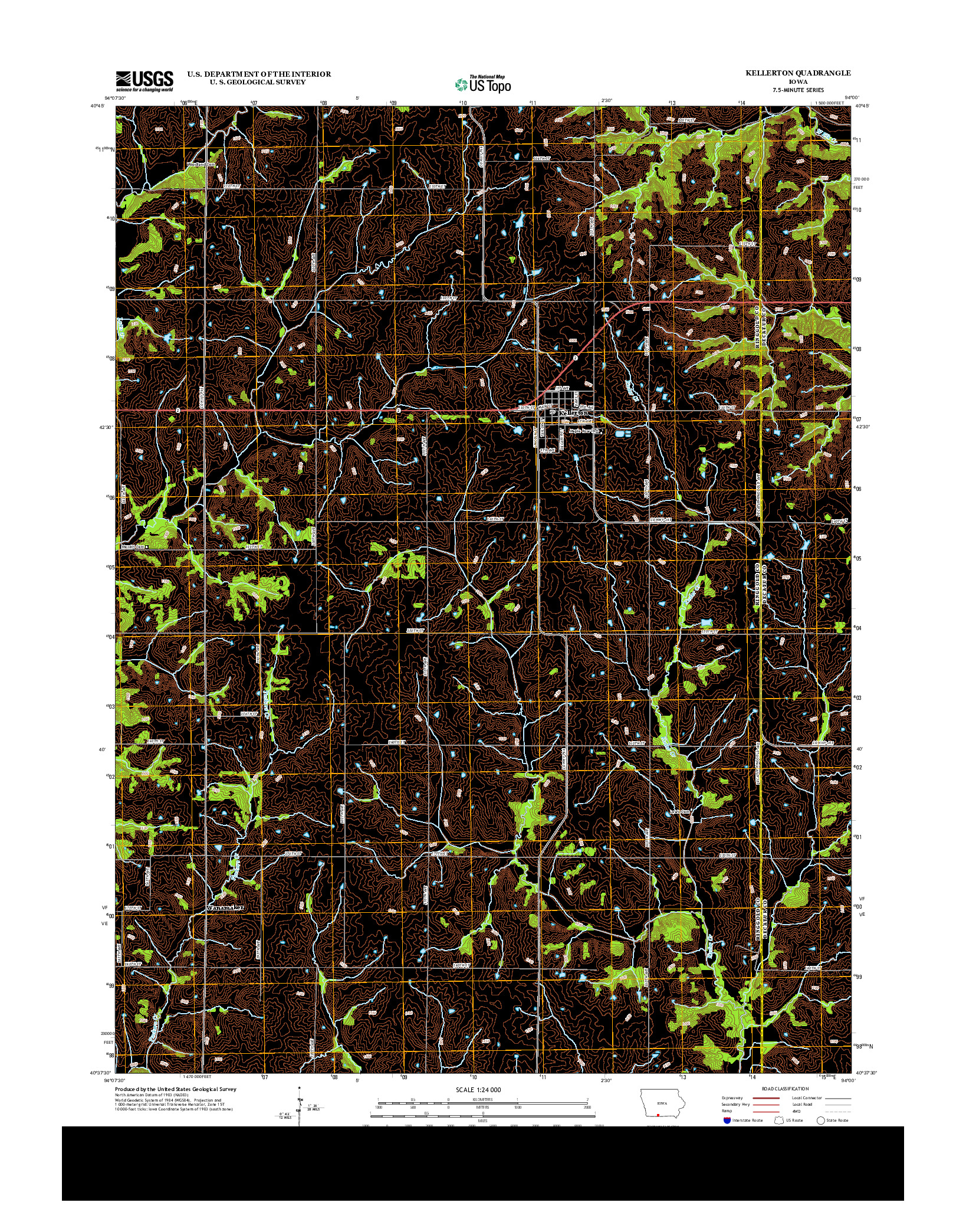 USGS US TOPO 7.5-MINUTE MAP FOR KELLERTON, IA 2013