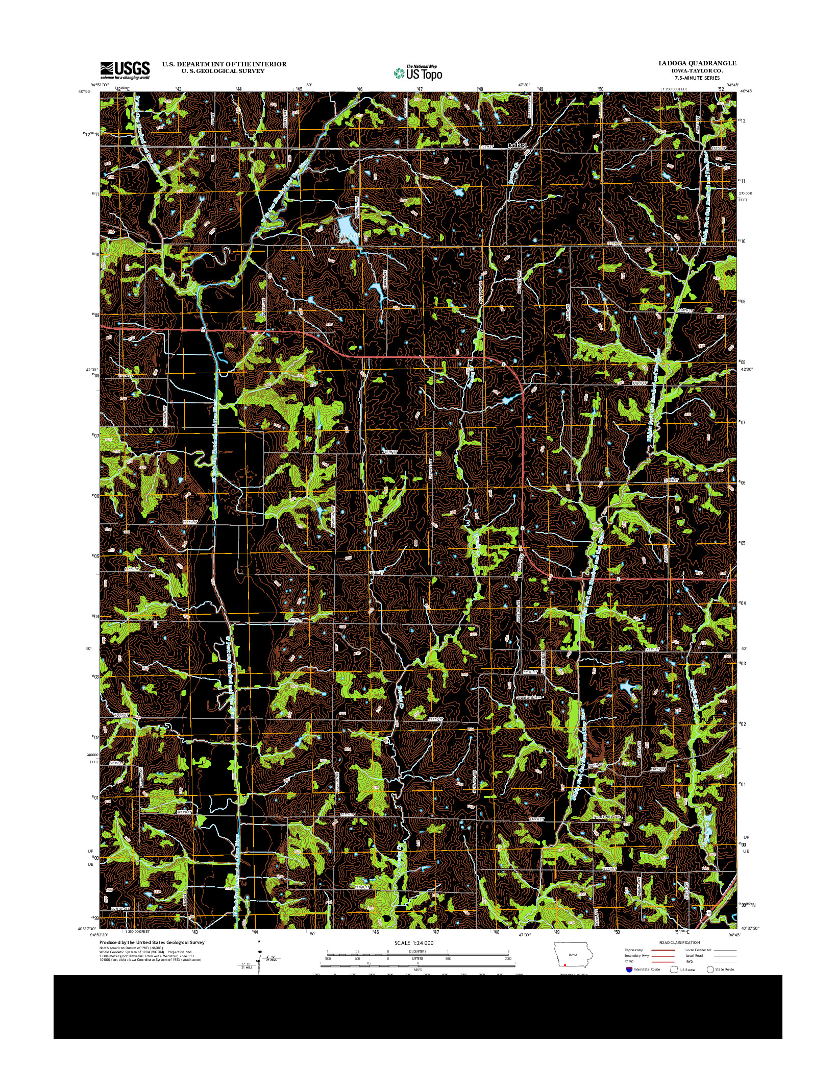 USGS US TOPO 7.5-MINUTE MAP FOR LADOGA, IA 2013