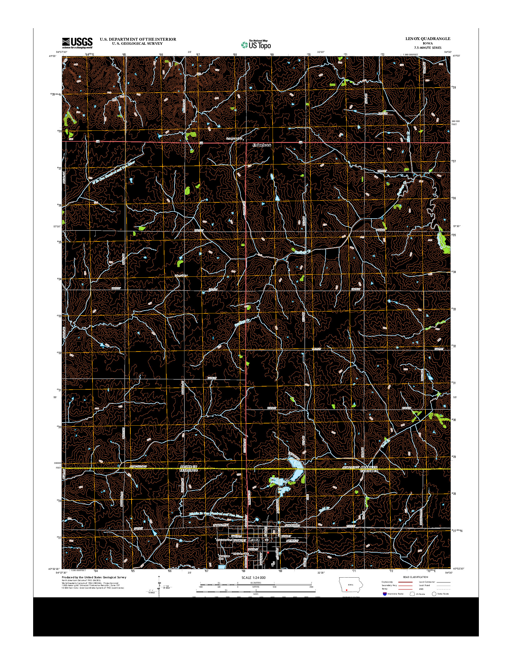 USGS US TOPO 7.5-MINUTE MAP FOR LENOX, IA 2013