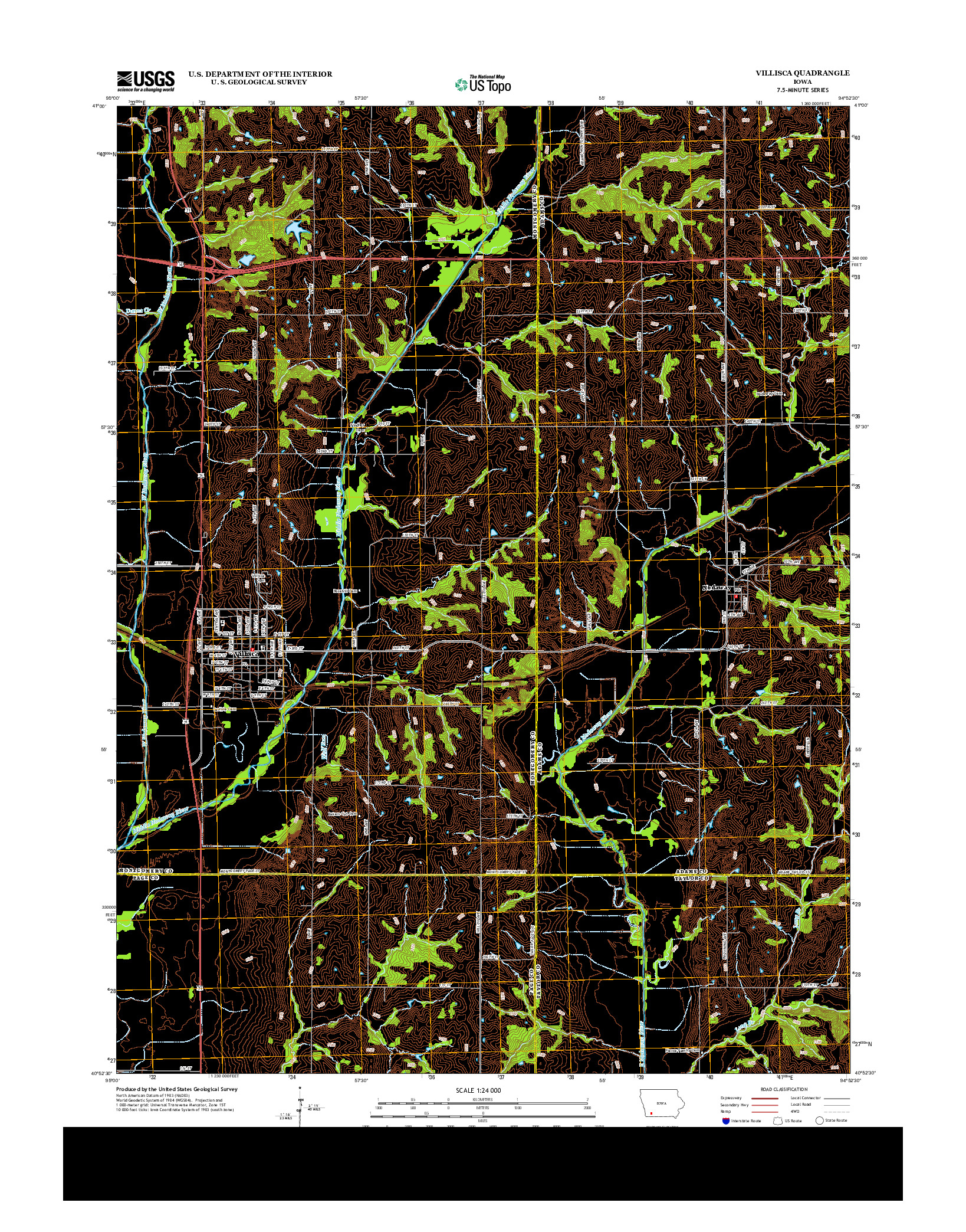 USGS US TOPO 7.5-MINUTE MAP FOR VILLISCA, IA 2013