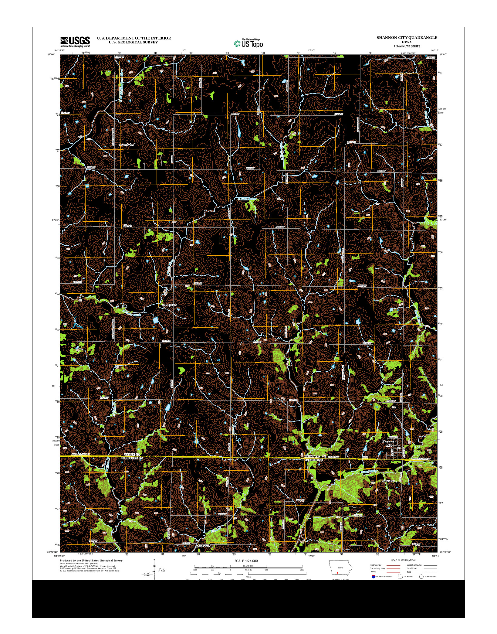 USGS US TOPO 7.5-MINUTE MAP FOR SHANNON CITY, IA 2013