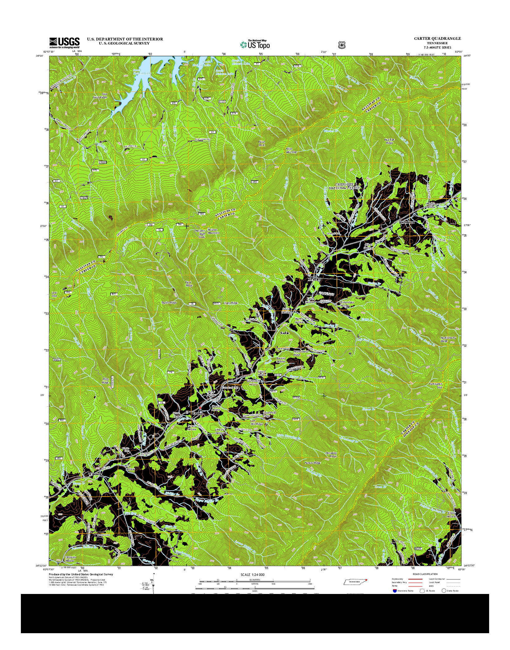 USGS US TOPO 7.5-MINUTE MAP FOR CARTER, TN 2013