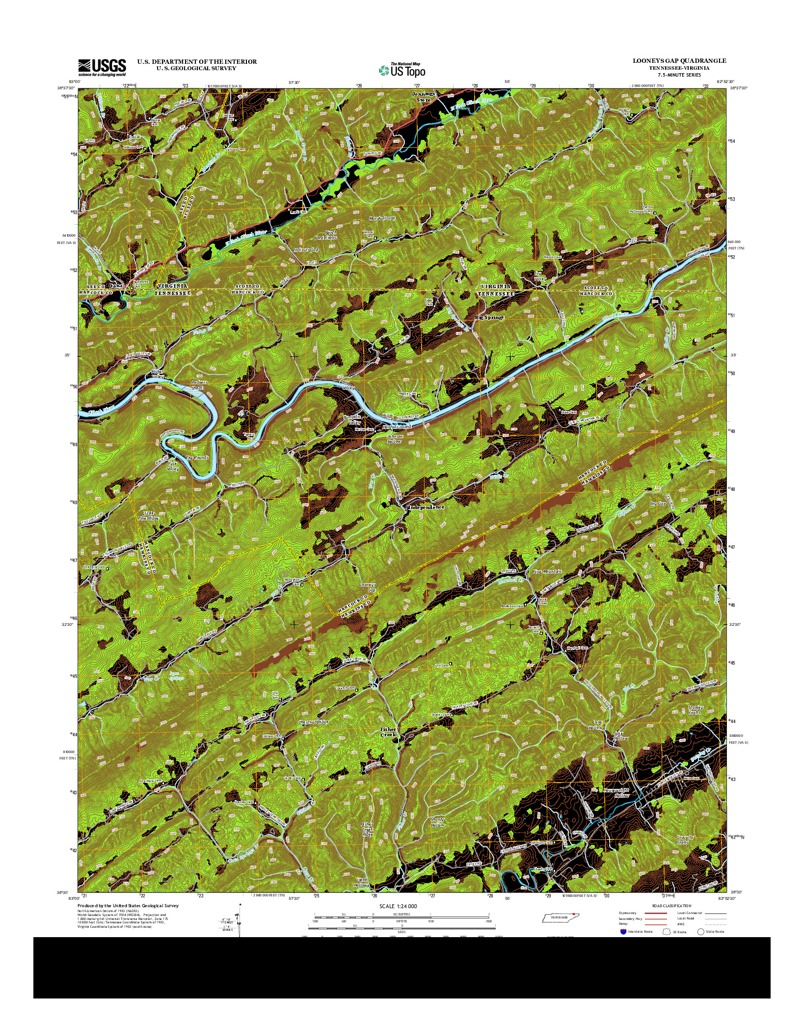 USGS US TOPO 7.5-MINUTE MAP FOR LOONEYS GAP, TN-VA 2013