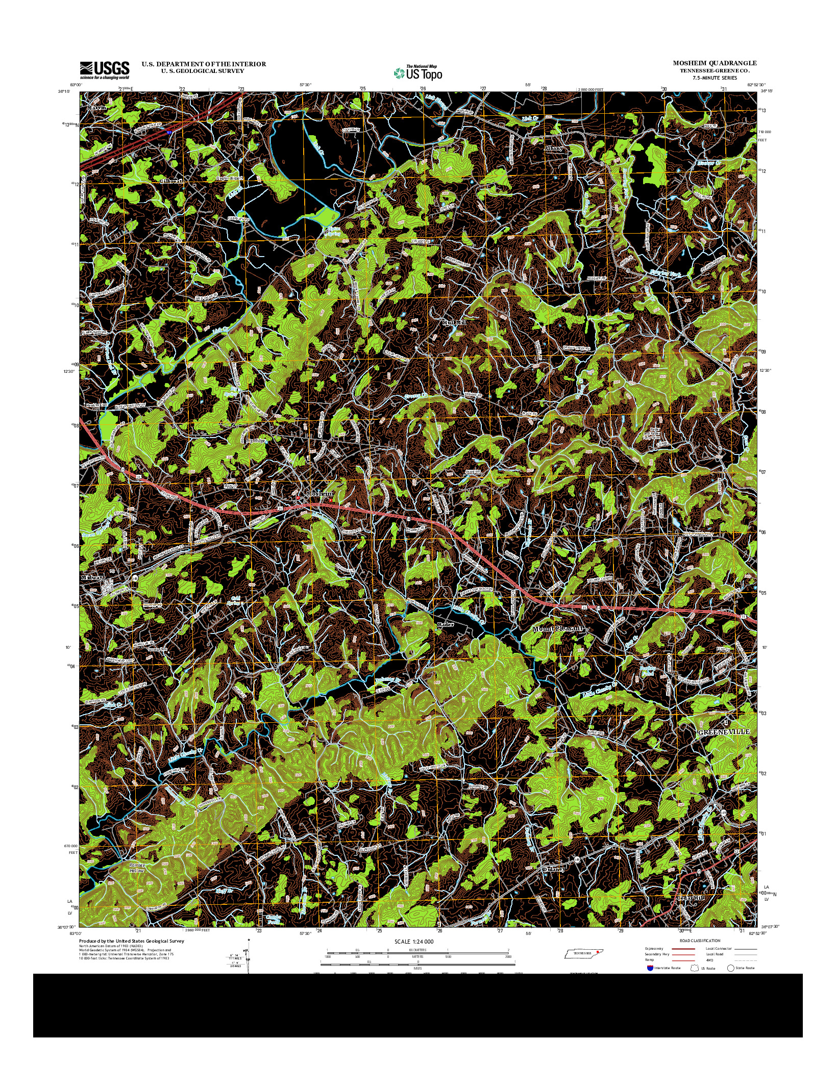 USGS US TOPO 7.5-MINUTE MAP FOR MOSHEIM, TN 2013