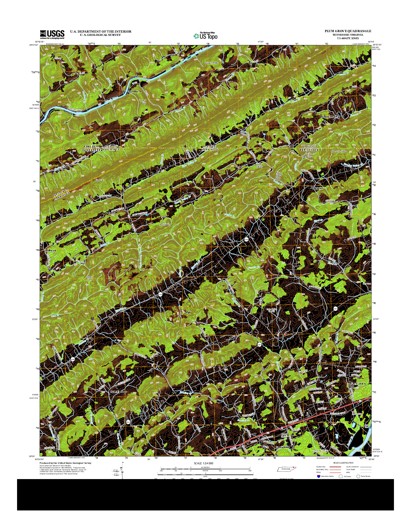 USGS US TOPO 7.5-MINUTE MAP FOR PLUM GROVE, TN-VA 2013