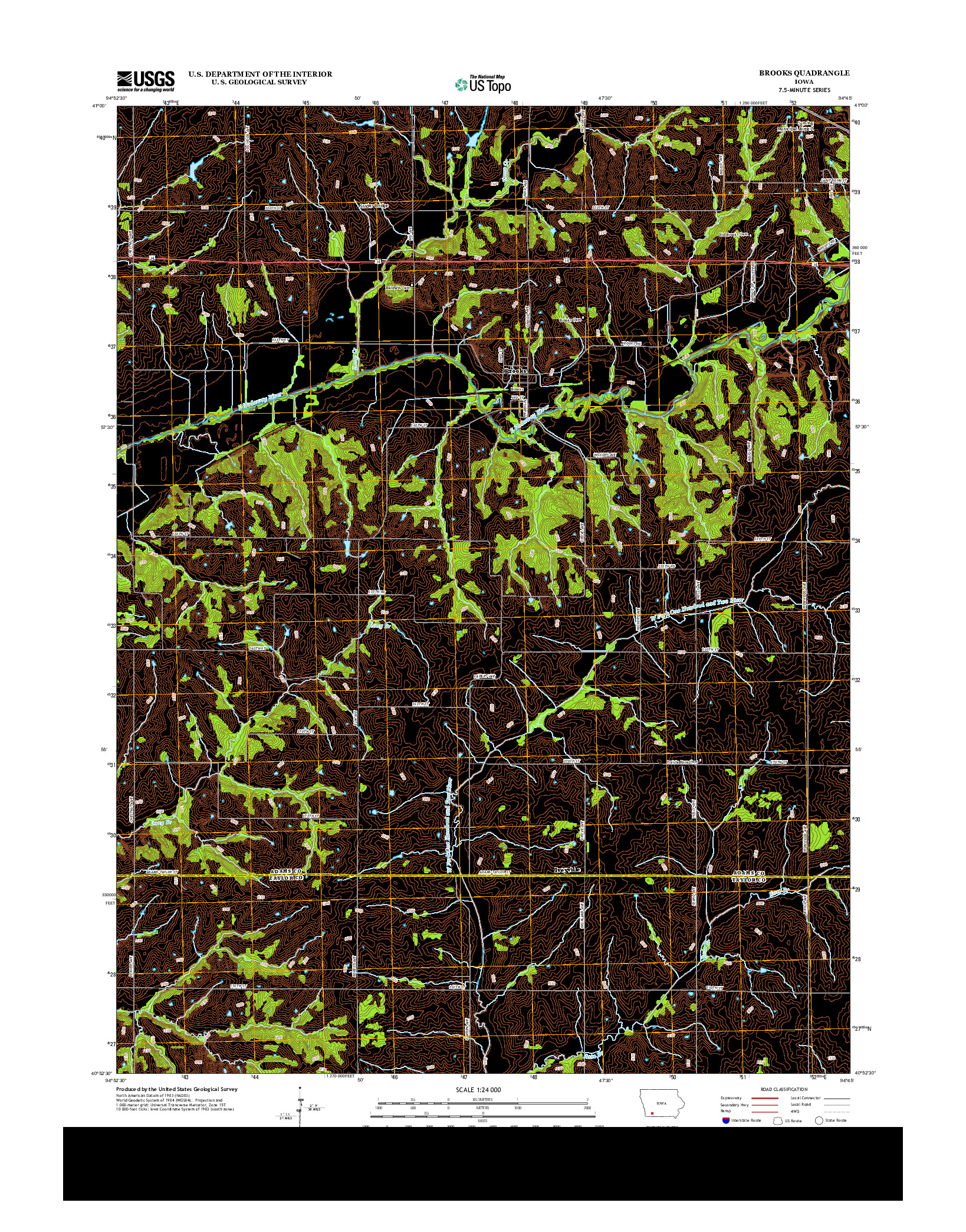 USGS US TOPO 7.5-MINUTE MAP FOR BROOKS, IA 2013