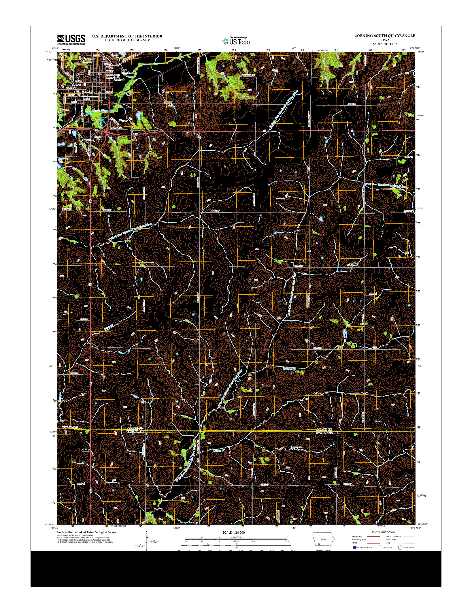 USGS US TOPO 7.5-MINUTE MAP FOR CORNING SOUTH, IA 2013