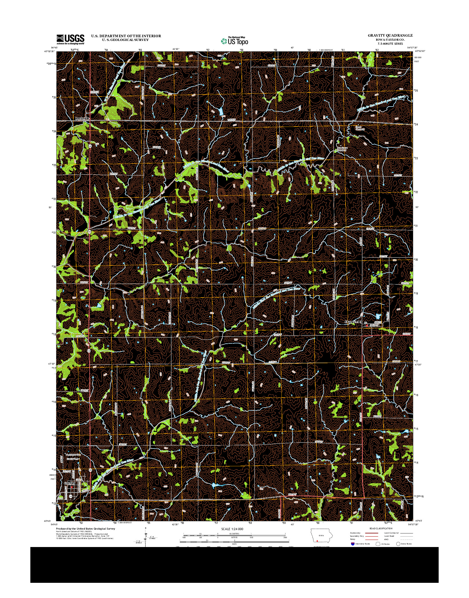 USGS US TOPO 7.5-MINUTE MAP FOR GRAVITY, IA 2013