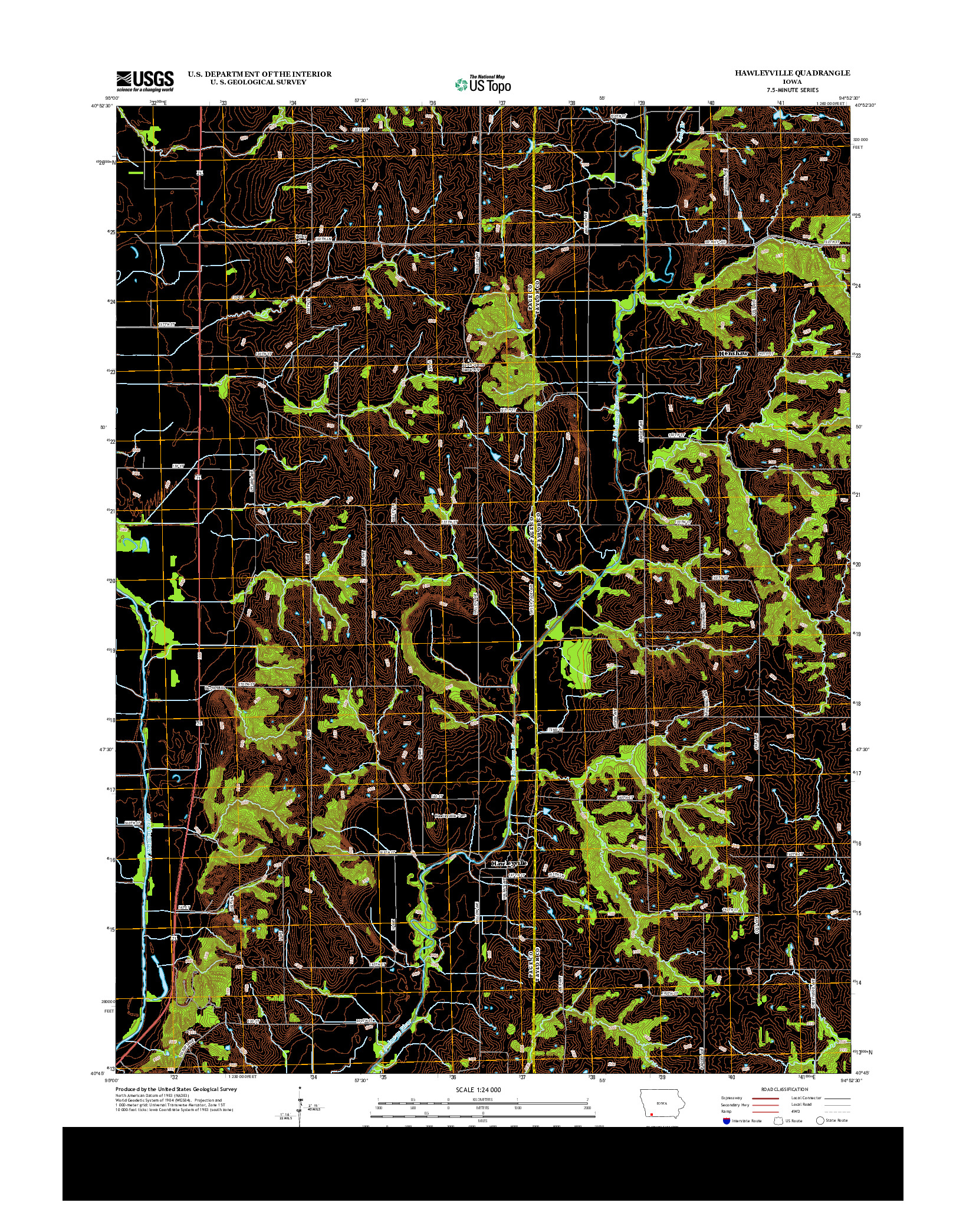 USGS US TOPO 7.5-MINUTE MAP FOR HAWLEYVILLE, IA 2013