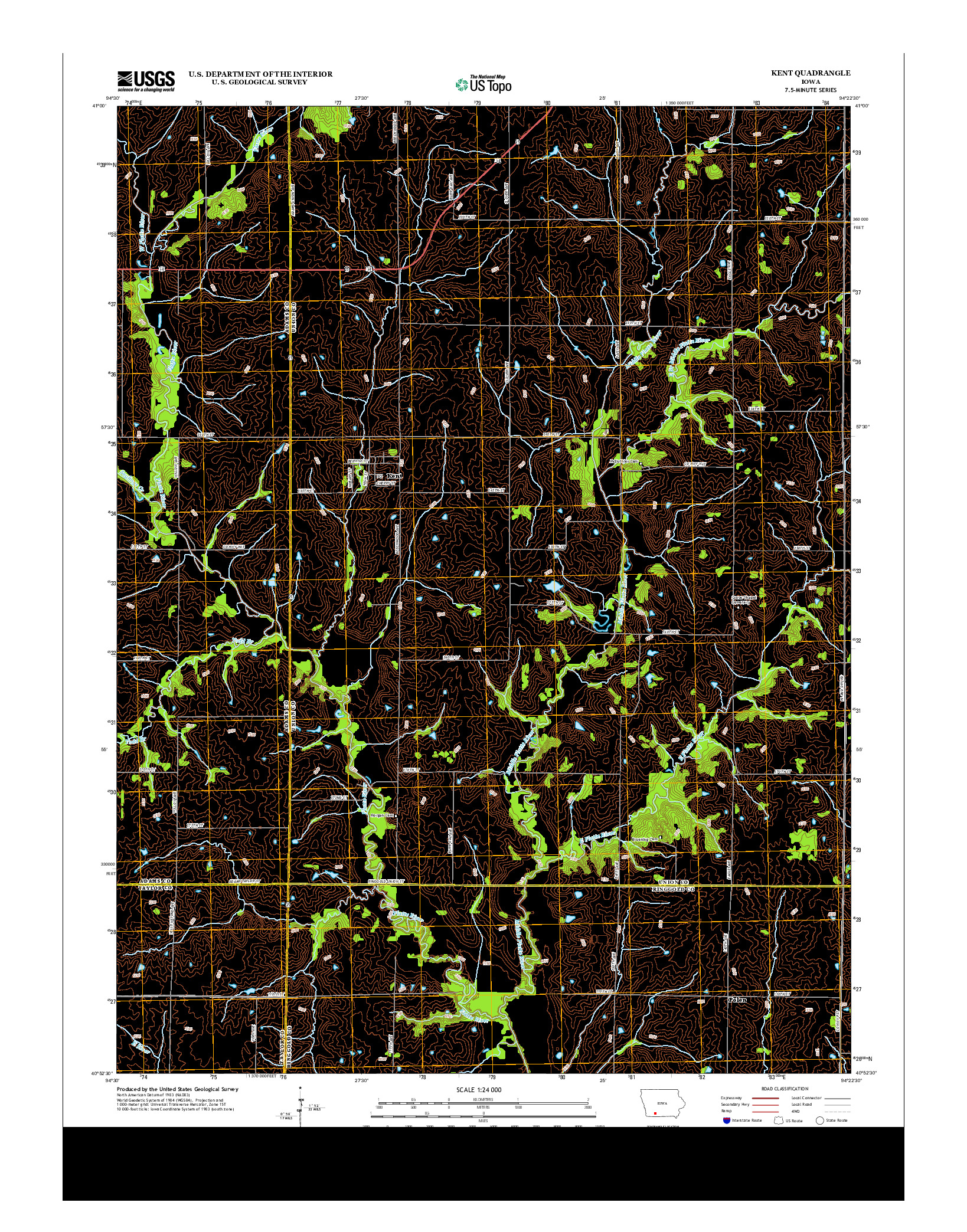 USGS US TOPO 7.5-MINUTE MAP FOR KENT, IA 2013