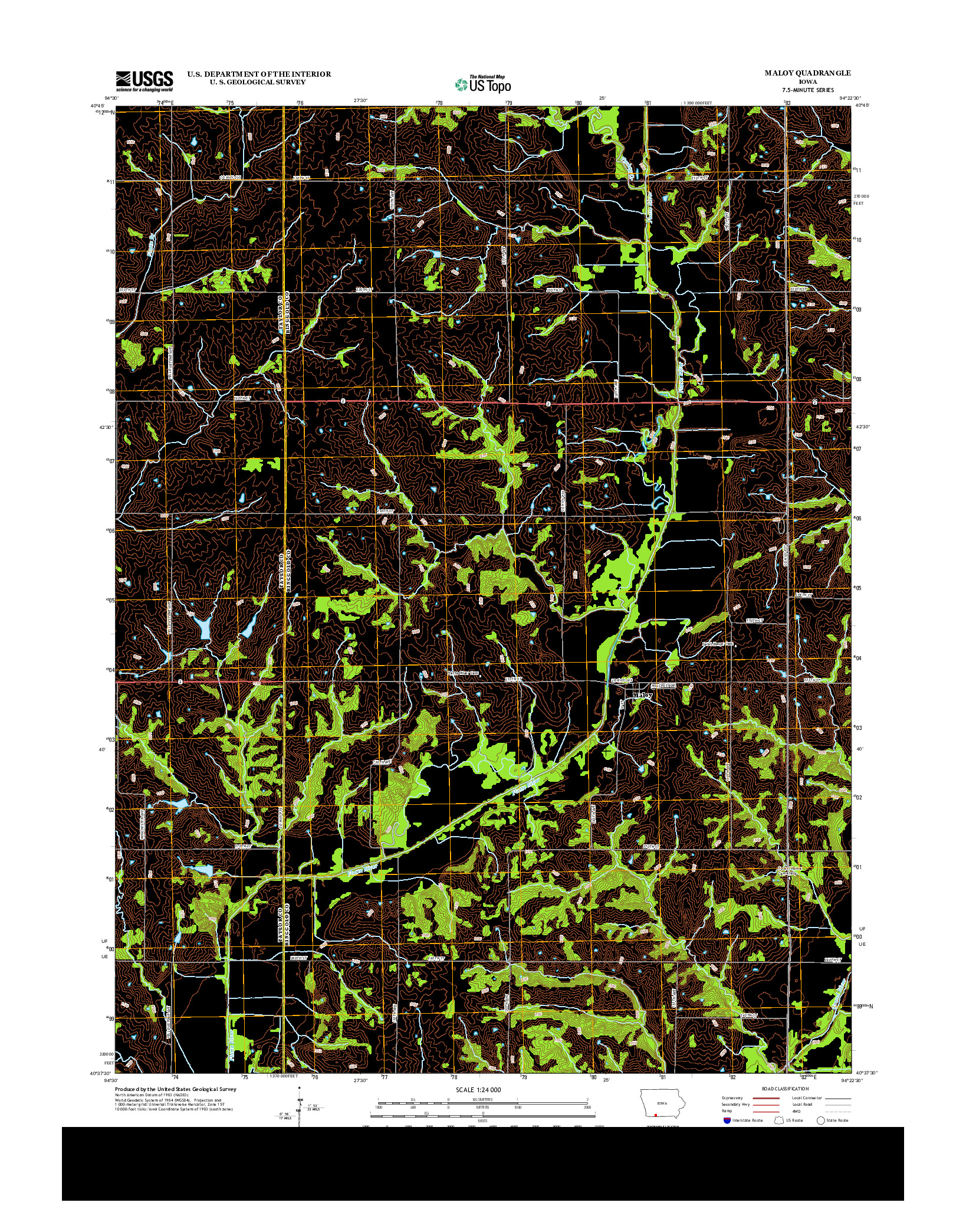 USGS US TOPO 7.5-MINUTE MAP FOR MALOY, IA 2013