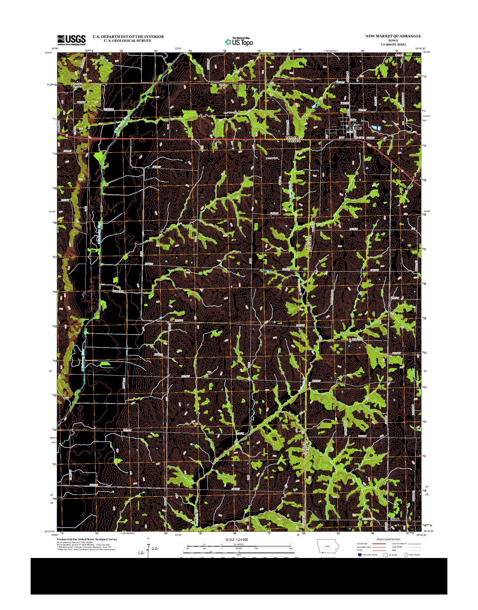 USGS US TOPO 7.5-MINUTE MAP FOR NEW MARKET, IA 2013