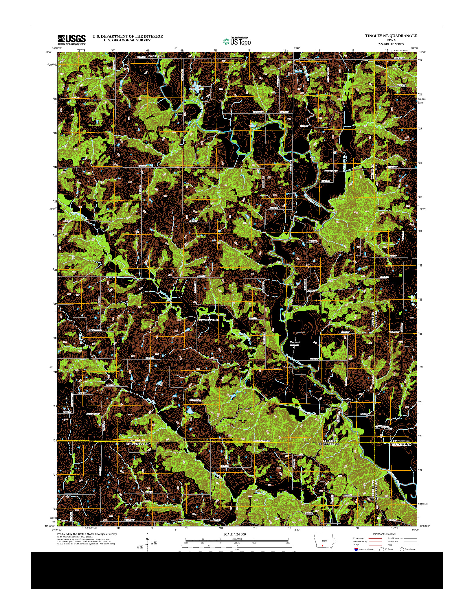 USGS US TOPO 7.5-MINUTE MAP FOR TINGLEY NE, IA 2013