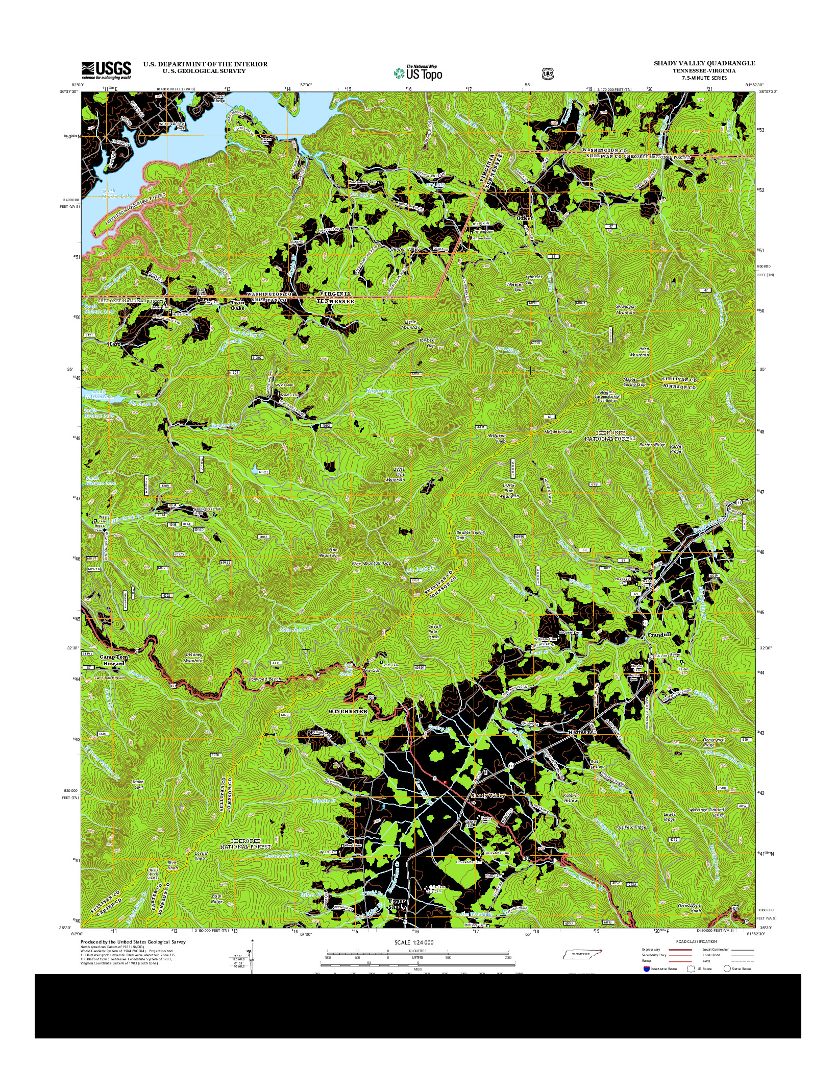 USGS US TOPO 7.5-MINUTE MAP FOR SHADY VALLEY, TN-VA 2013