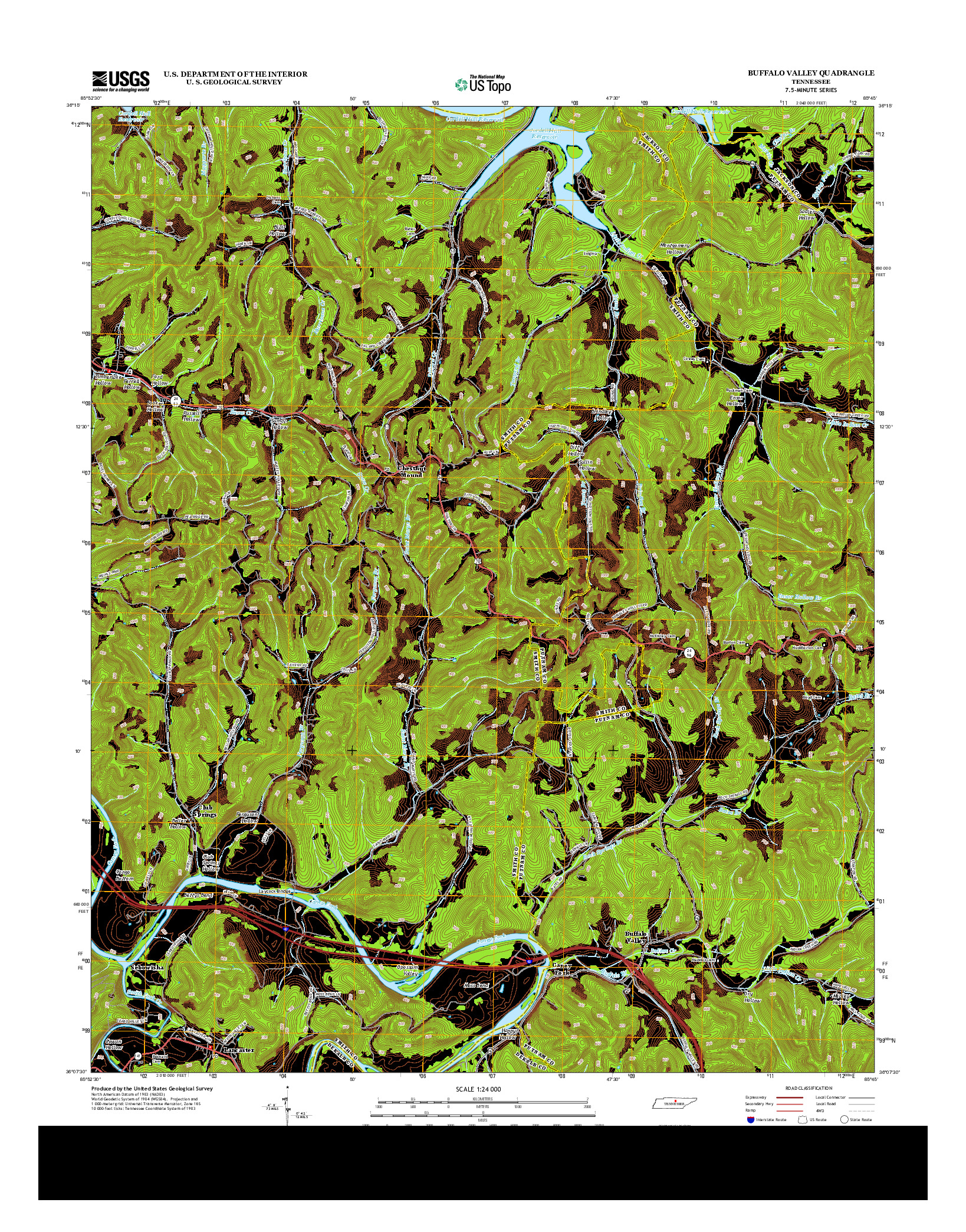 USGS US TOPO 7.5-MINUTE MAP FOR BUFFALO VALLEY, TN 2013