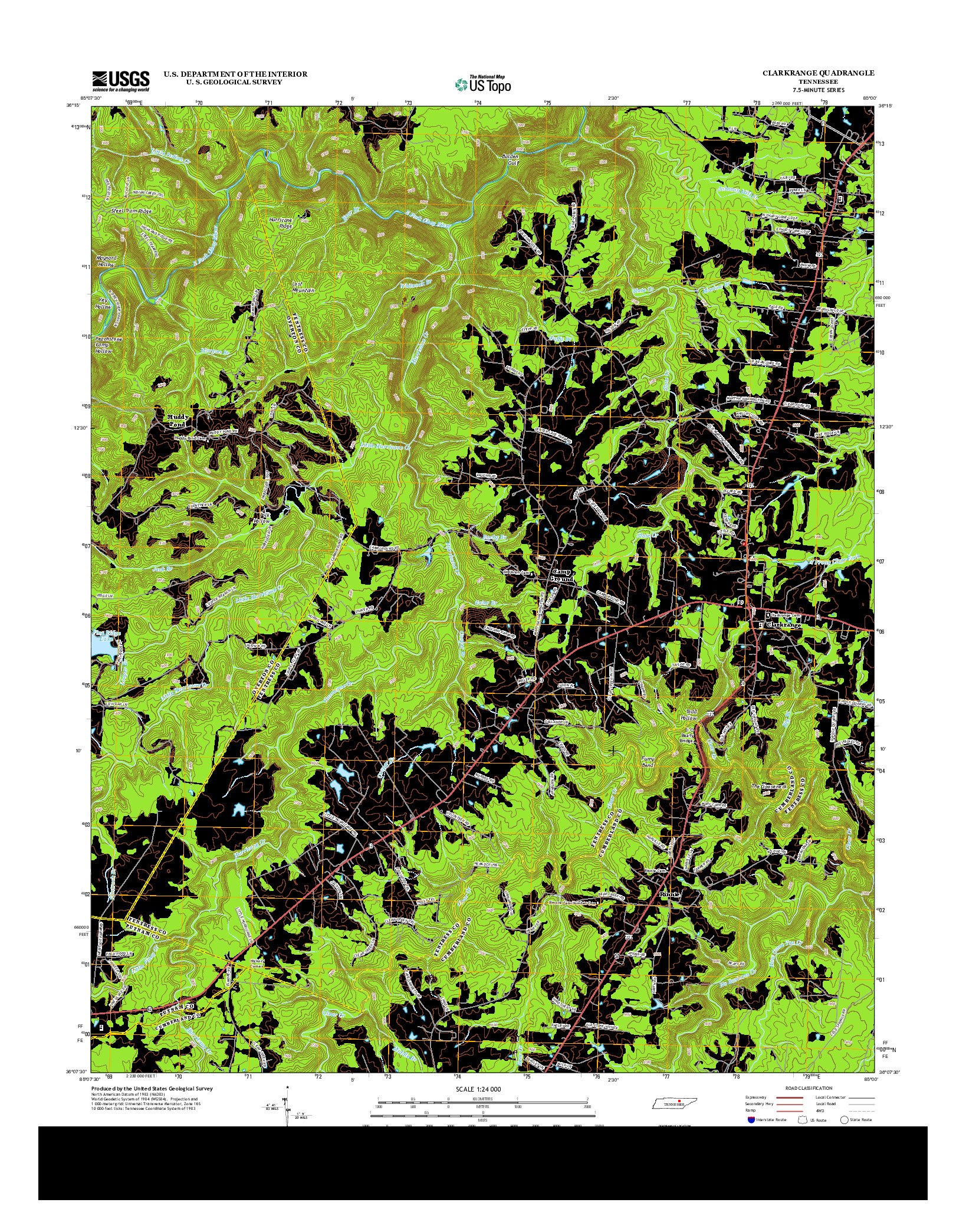 USGS US TOPO 7.5-MINUTE MAP FOR CLARKRANGE, TN 2013