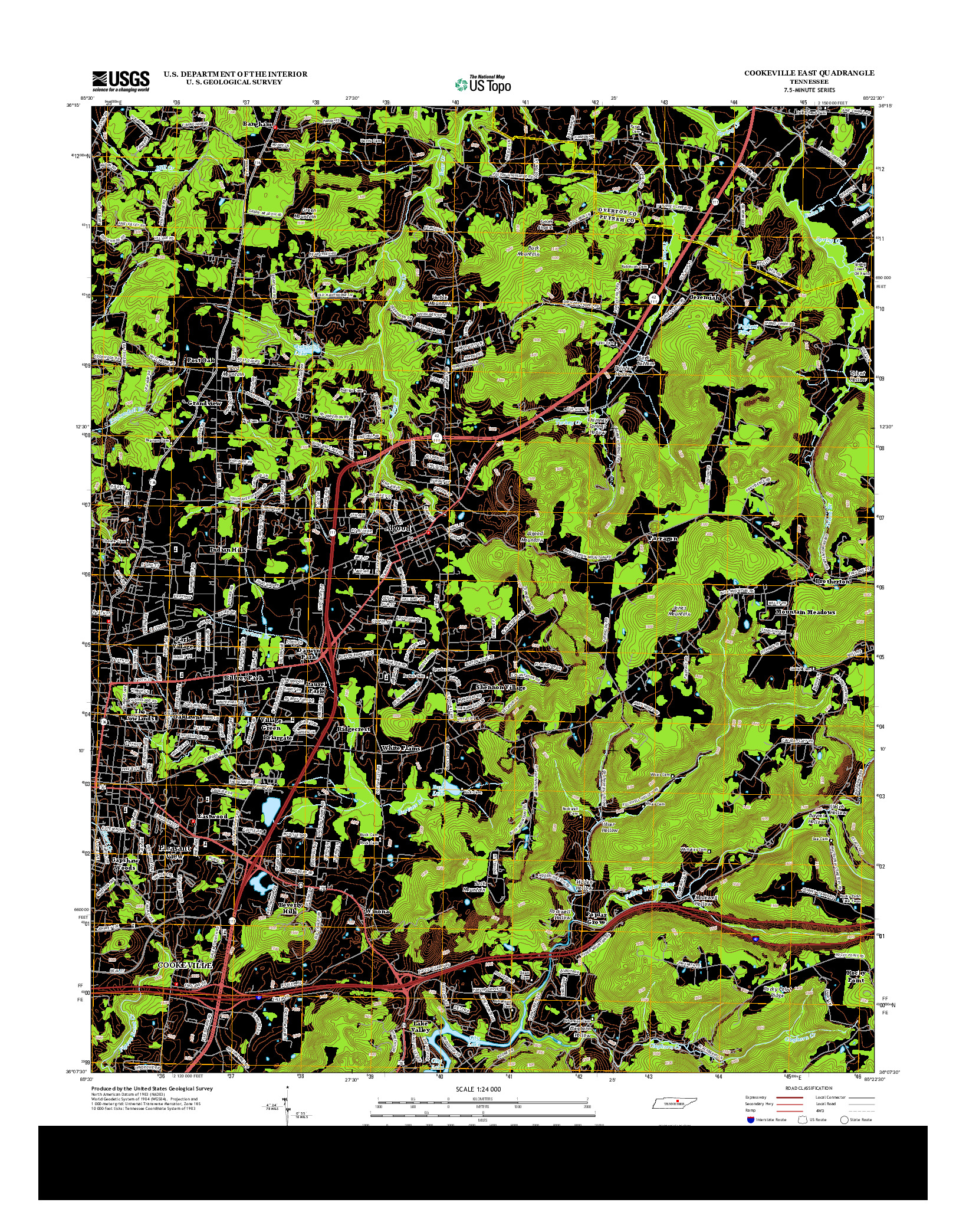 USGS US TOPO 7.5-MINUTE MAP FOR COOKEVILLE EAST, TN 2013